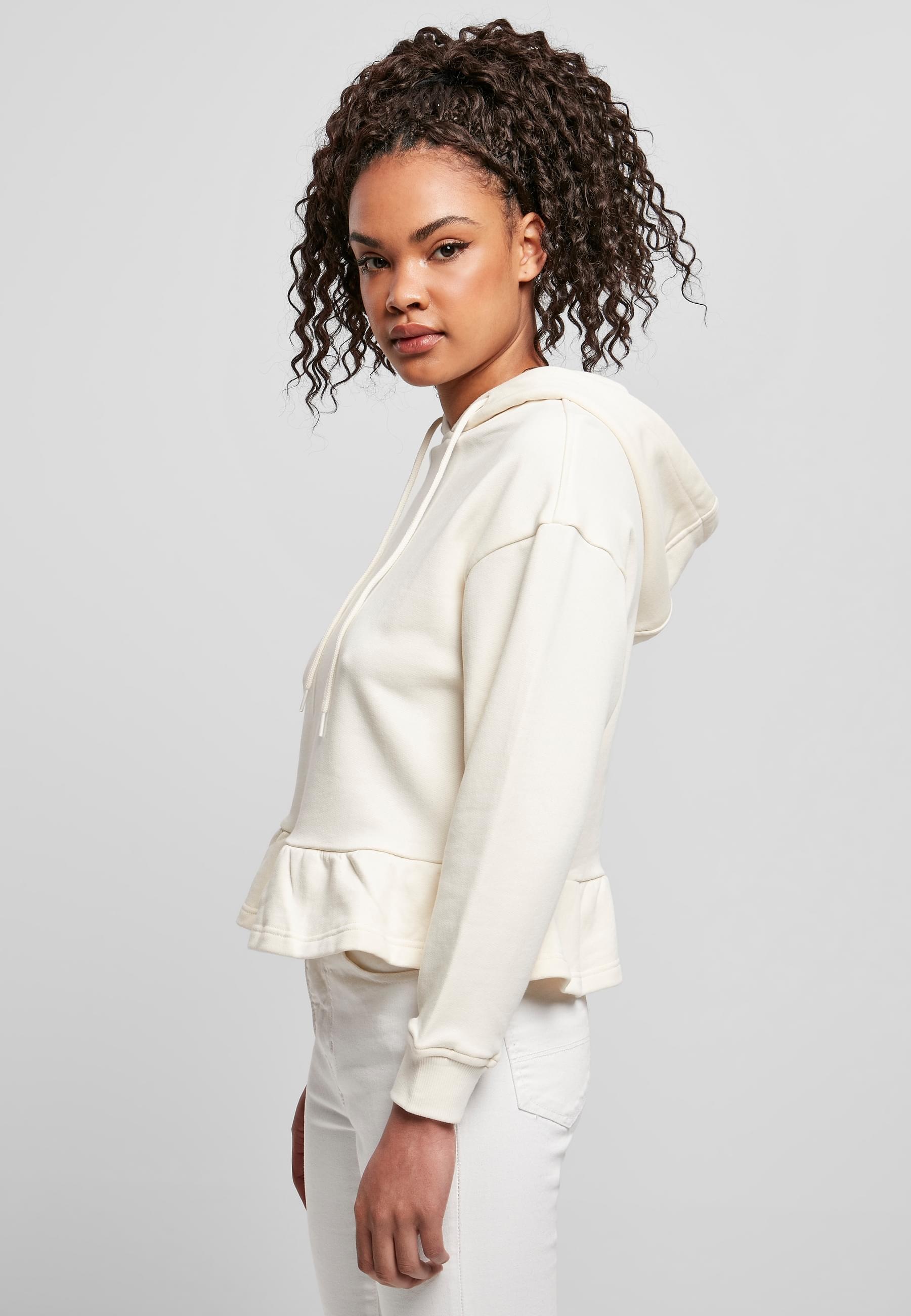 URBAN CLASSICS Kapuzenpullover »Urban Classics Damen Ladies Organic Volants Hoody«, (1 tlg.)