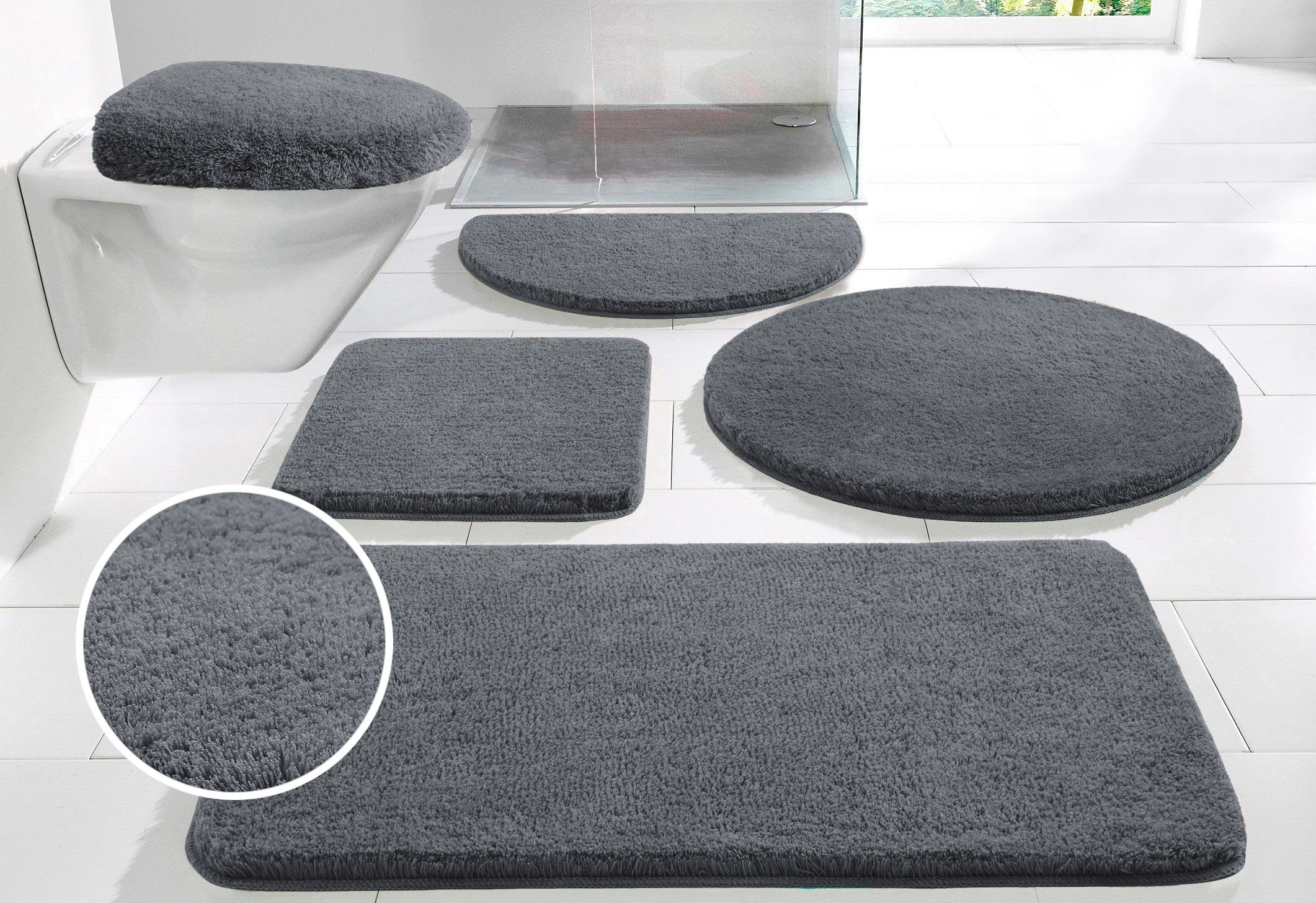 my home Badematte "Merida, Badvorleger, Badezimmer Teppich" Höhe 32 mm ruts günstig online kaufen