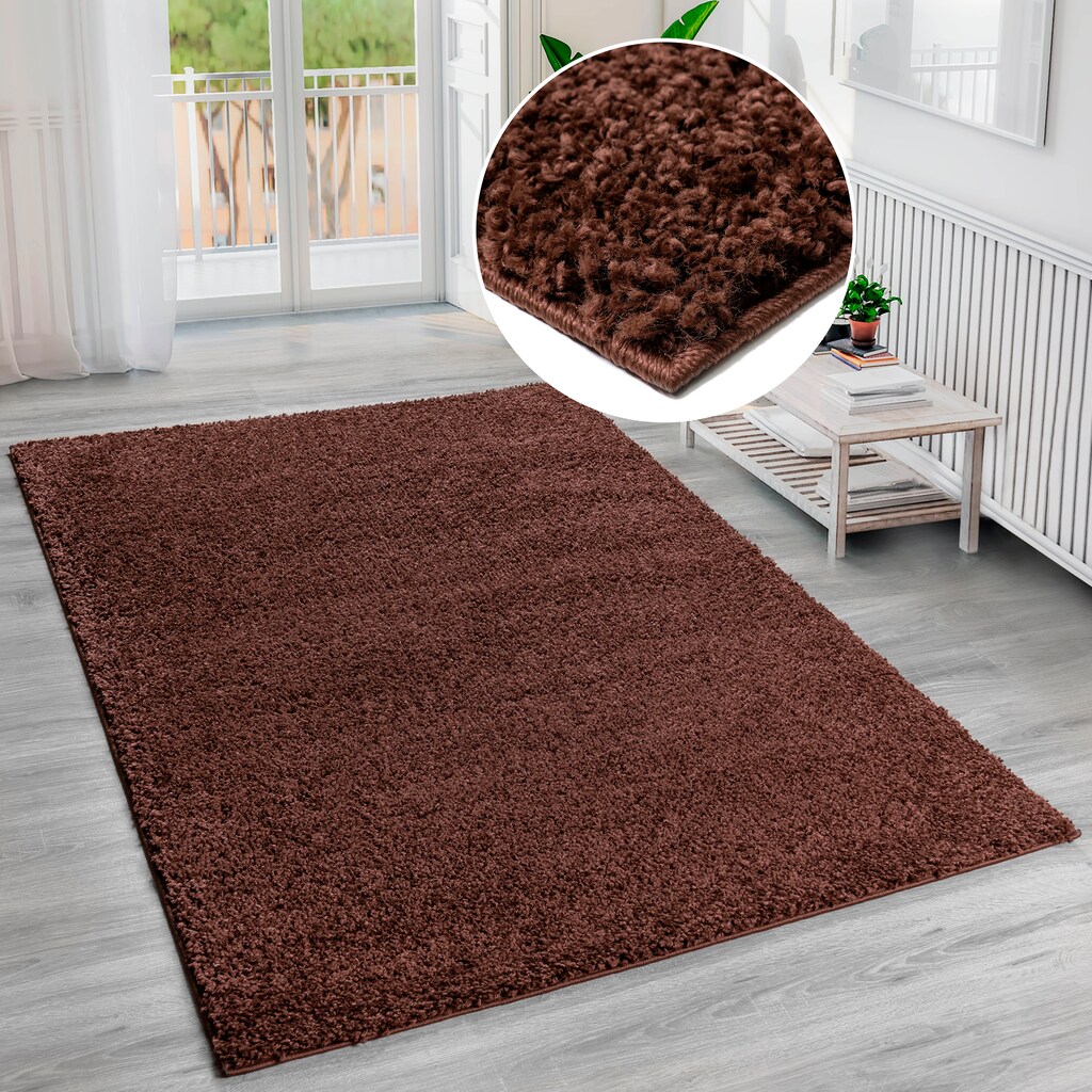 Bruno Banani Hochflor-Teppich »Shaggy Soft«, rechteckig, gewebt, Uni Farben, besonders weich und kuschelig