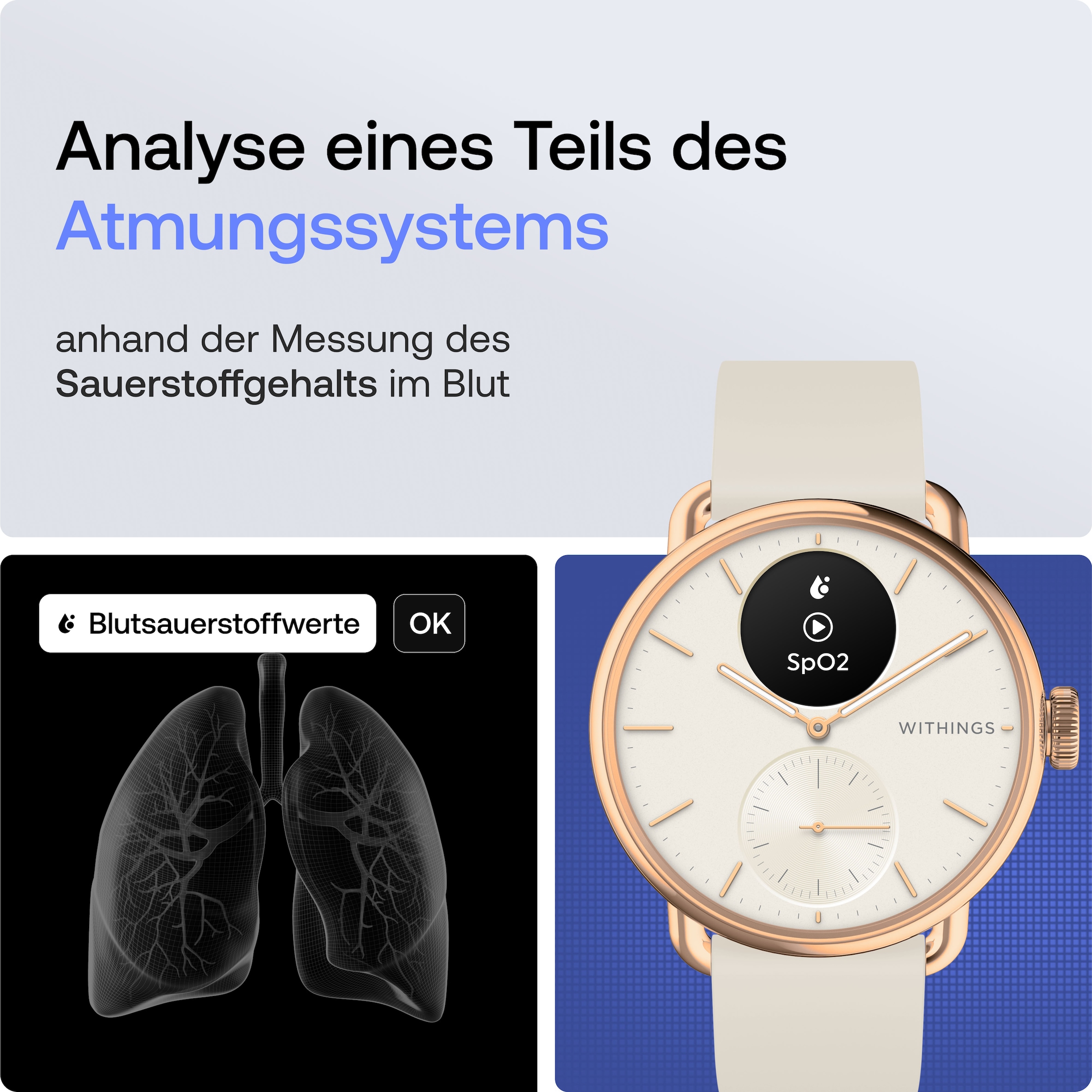Withings Smartwatch »ScanWatch 2 38mm«, HealthSense OS,)