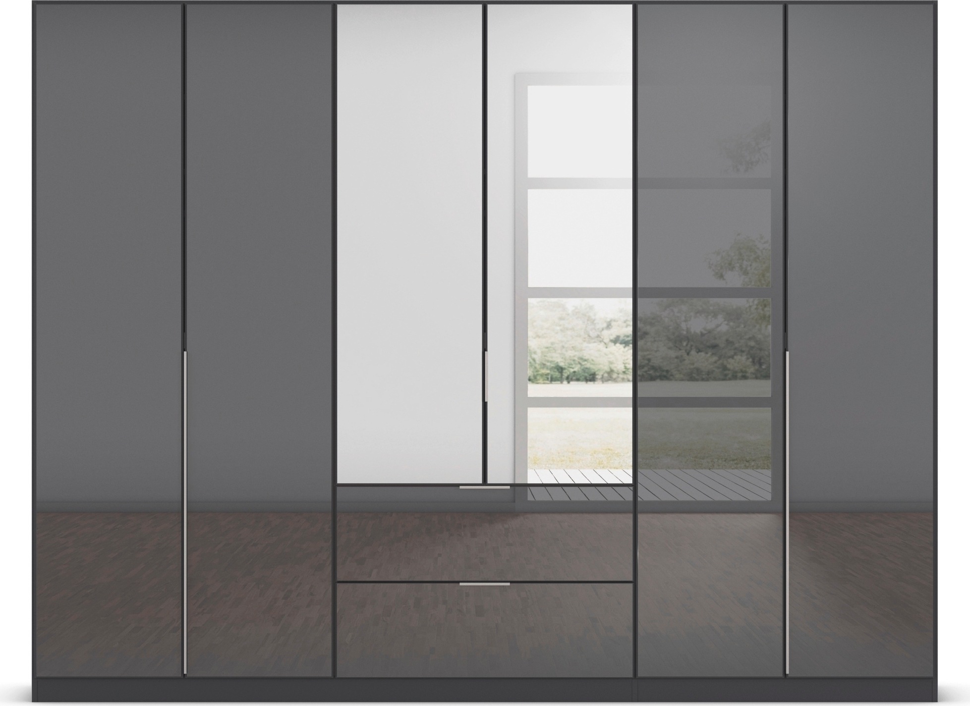 rauch Drehtürenschrank »Kleiderschrank Kleiderschränke Schrank Garderobe AGORDO mit Glasfront«, mit Außenschubkästen, in 6 Breiten und 2 Höhen MADE IN GERMANY