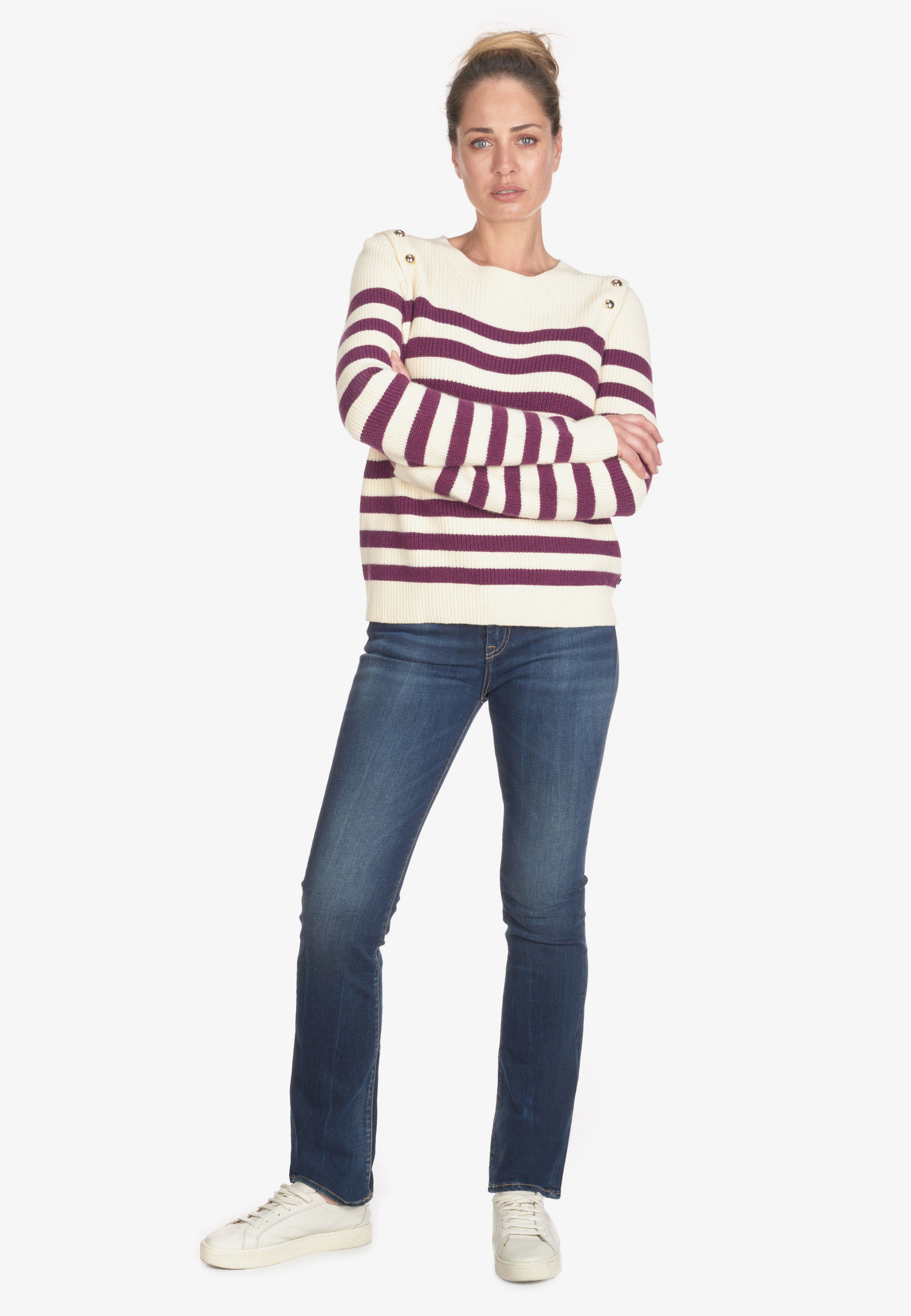 Le Temps Des Cerises Strickpullover »FANIA«, mit angesagtem Streifen-Muster