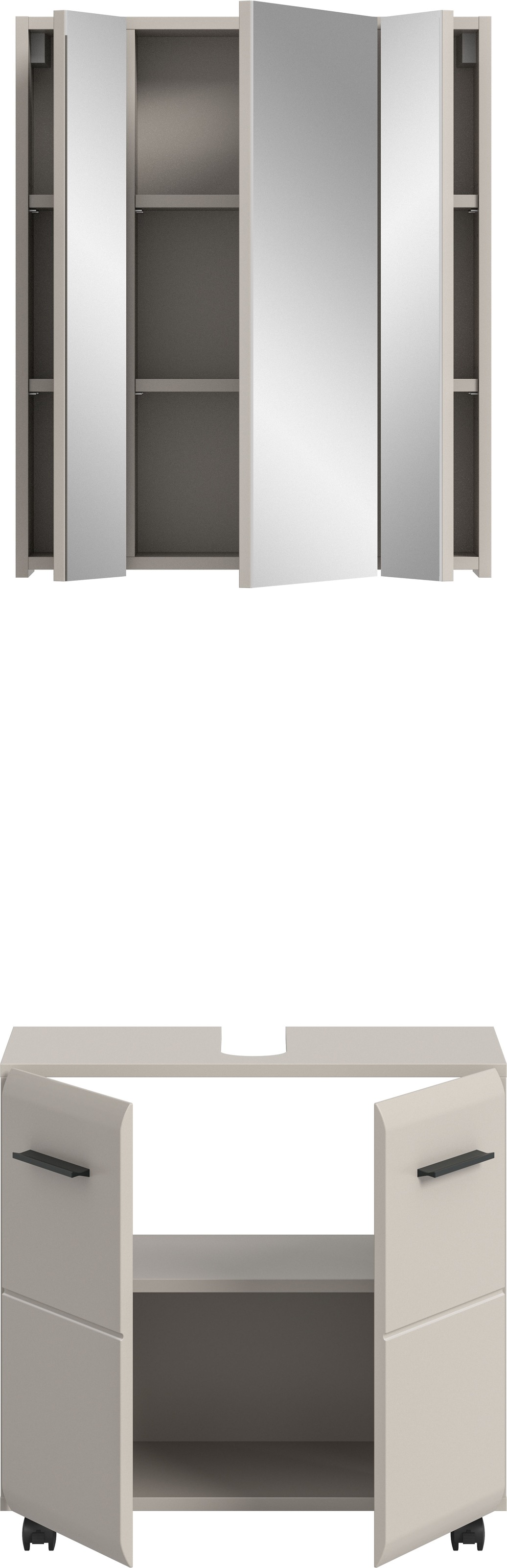 INOSIGN Badmöbel-Set »FLORENZ, 2-tlg. Bad-Kombination, hochwertige MDF-Front« best. aus: 1 Spiegelschrank, 1 Waschbeckenunterschrank, 3 Stk. tlg.