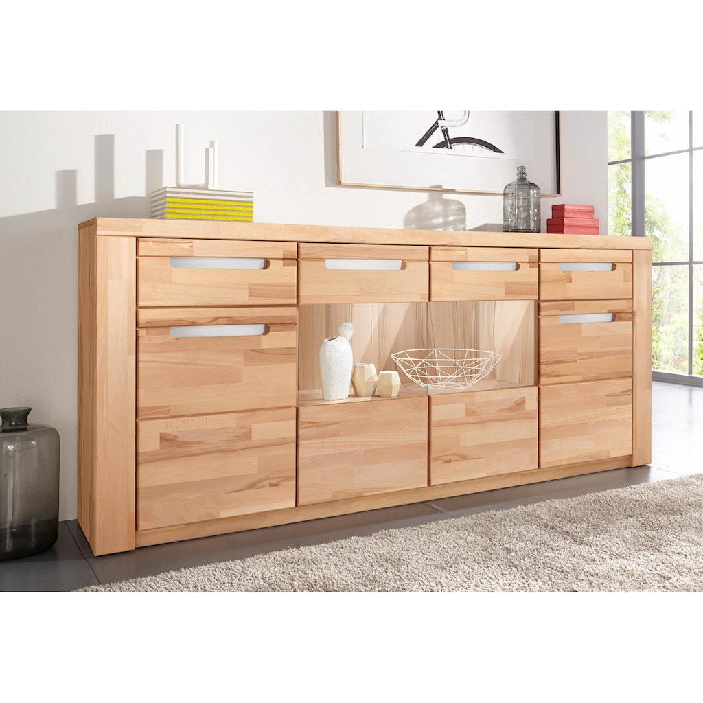 Woltra Sideboard »Kolding«, Breite 200 cm mit 2 Glastüren und 2 Holztüren