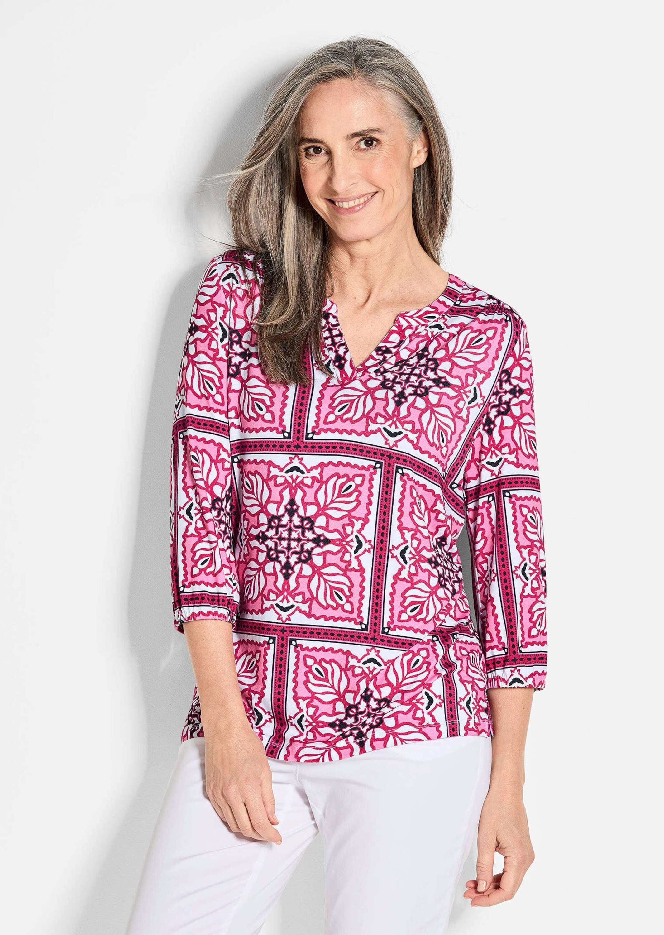 GOLDNER Schlupfbluse »Kurzgröße Bluse mit Muster, Halbarm«
