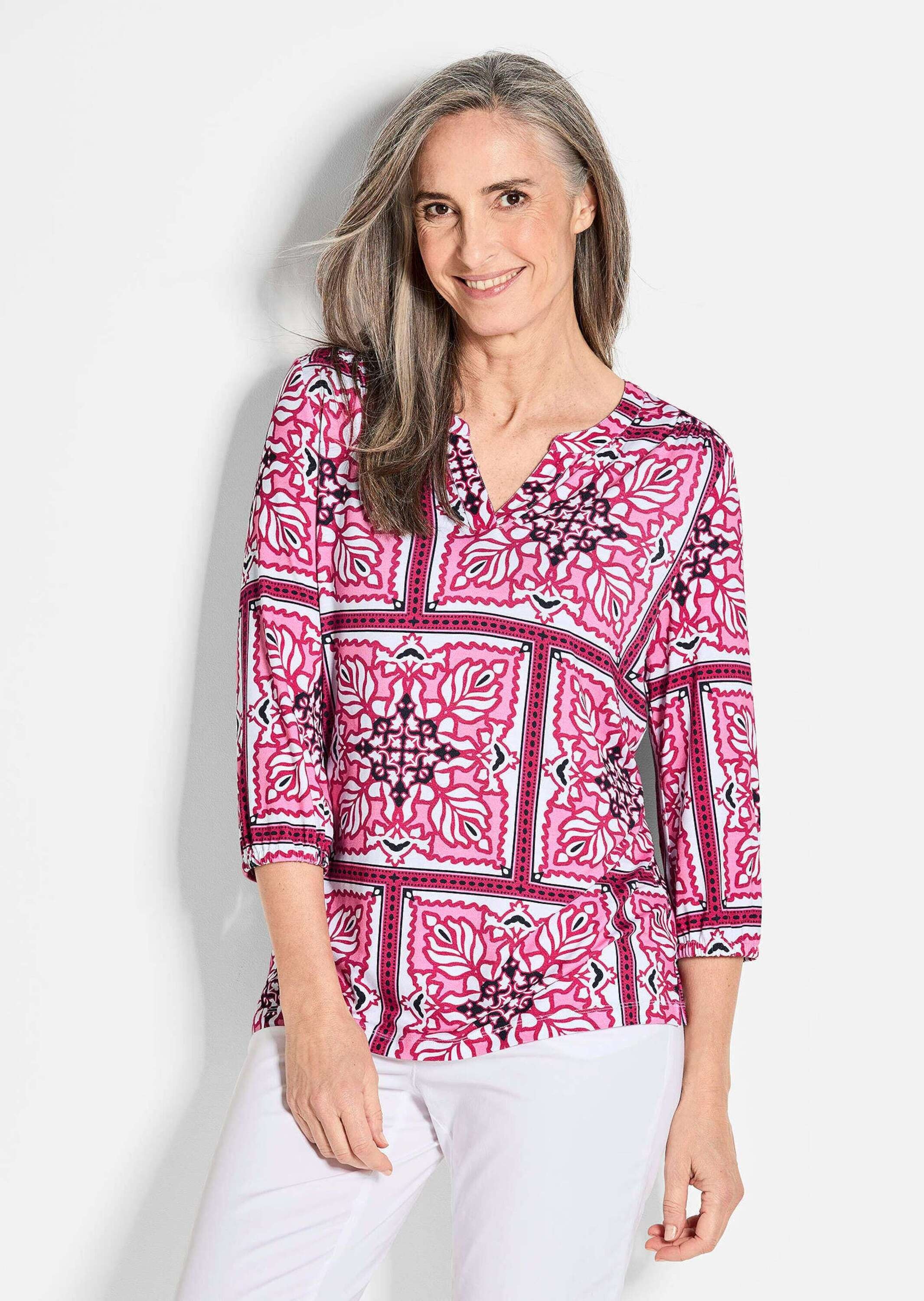 GOLDNER Schlupfbluse "Kurzgröße Bluse mit Muster, Halbarm" günstig online kaufen