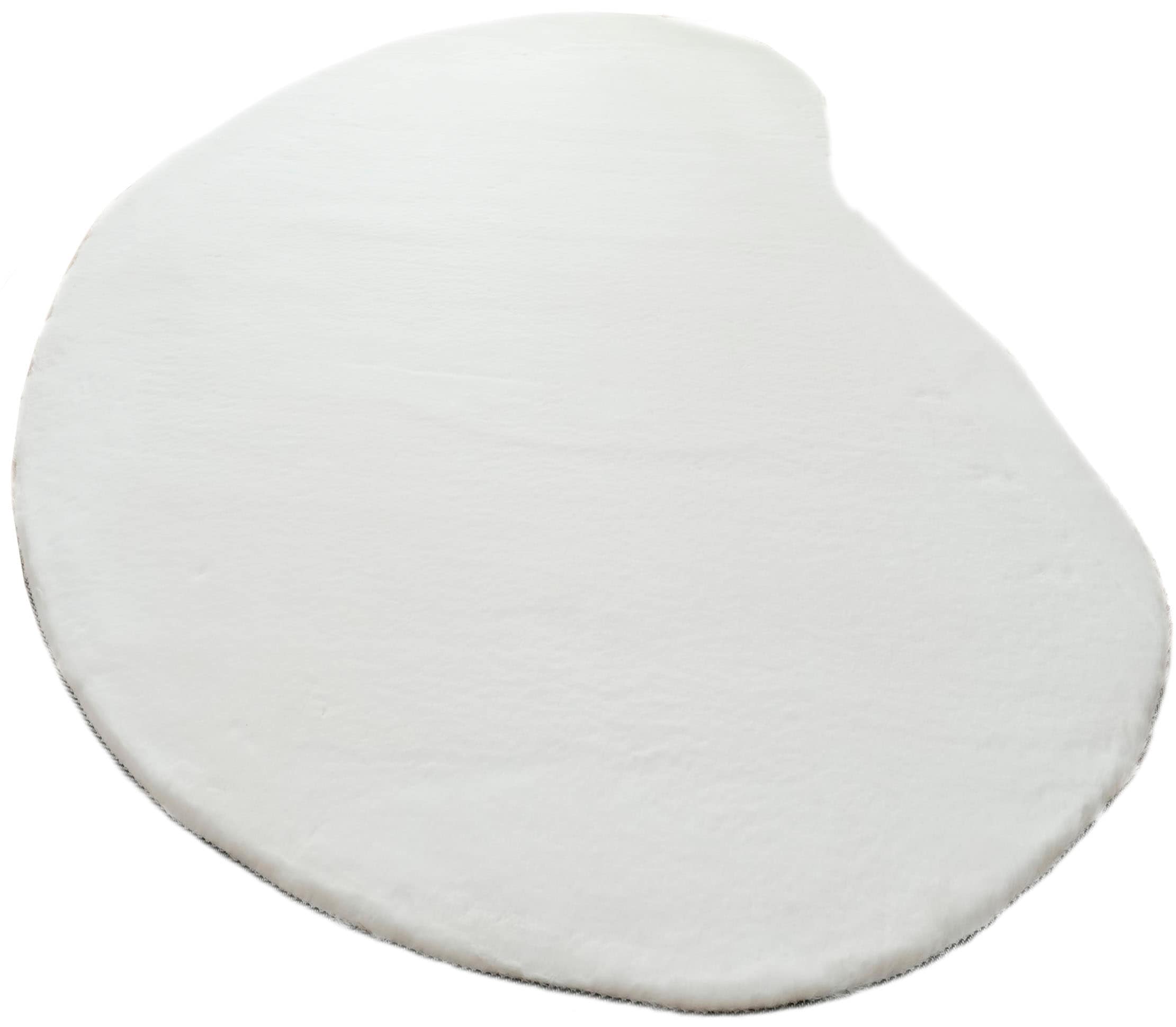 Bruno Banani Hochflor-Teppich »Rabbit 2 Bean, Kunstfell Teppich, Modern, besondere Form«, U-förmig, 25 mm Höhe, Kaninchenfell-Haptik, Microfaser, Wohnzimmer, Schlafzimmer, Esszimmer