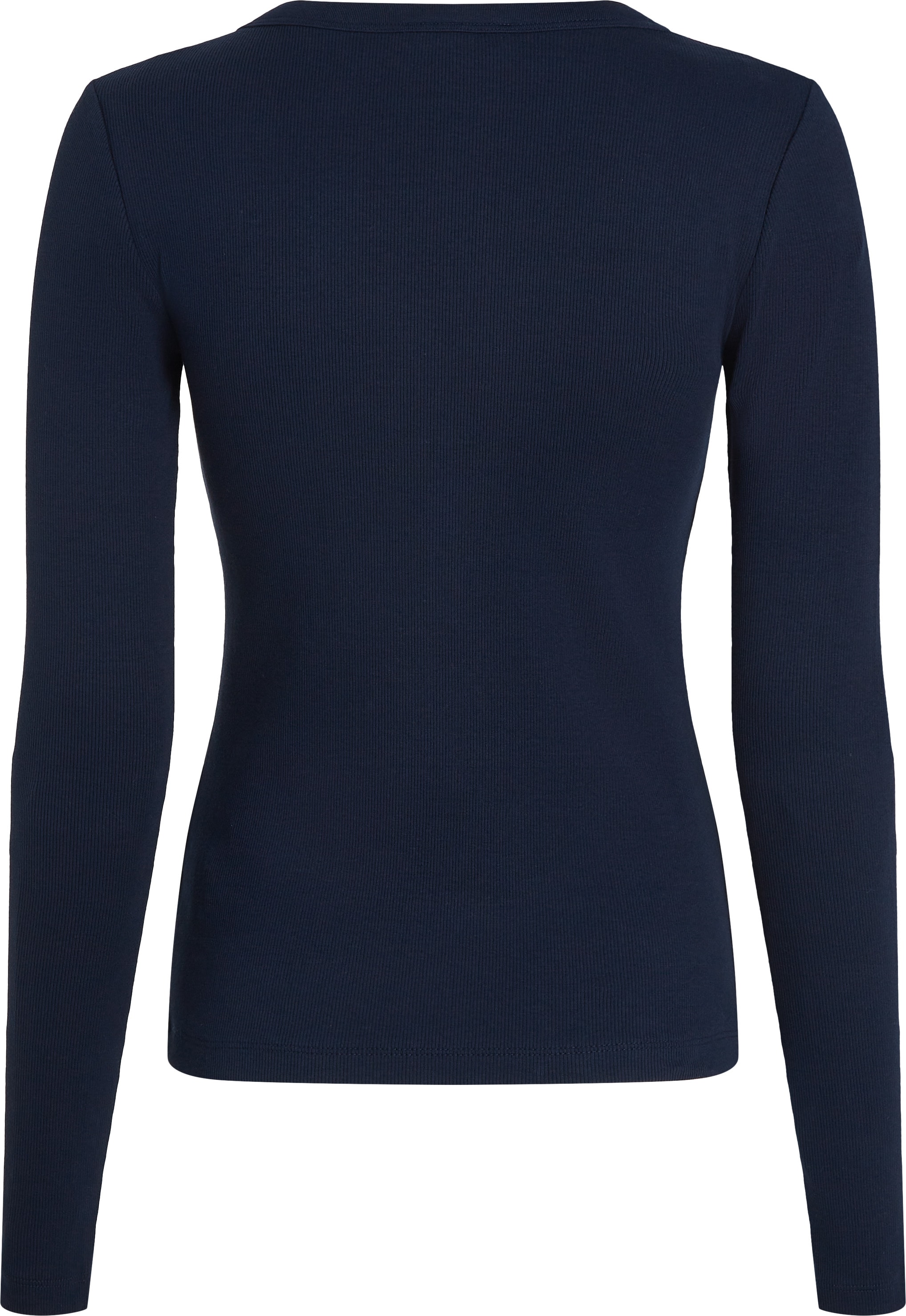 Tommy Hilfiger Langarmshirt »SLIM HENLEY GB SCOOP-NK LS«, mit Rippenstruktur, mit Metalllabel