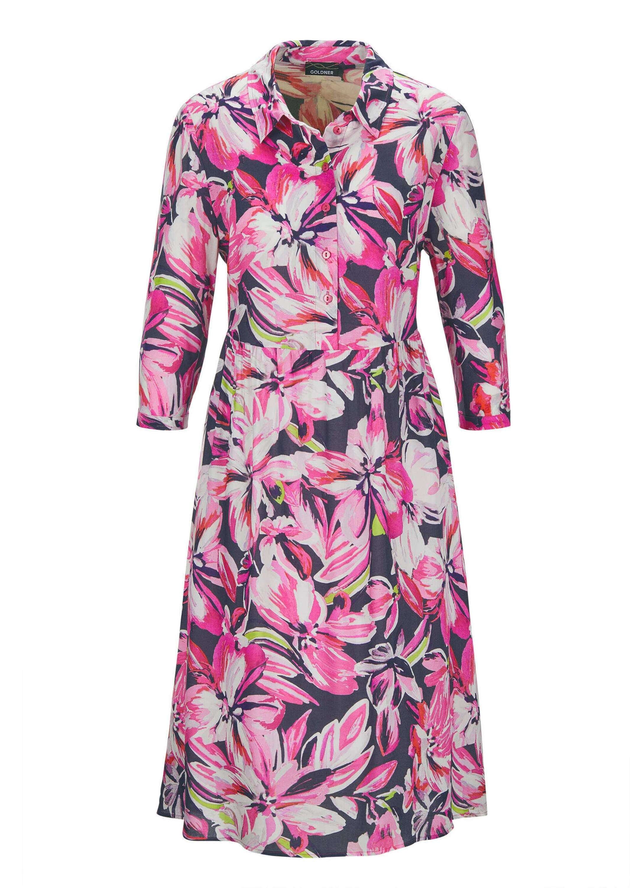 GOLDNER Blusenkleid "Kurzgröße Hemdblusenkleid mit Allover-Print" Nahttasch günstig online kaufen