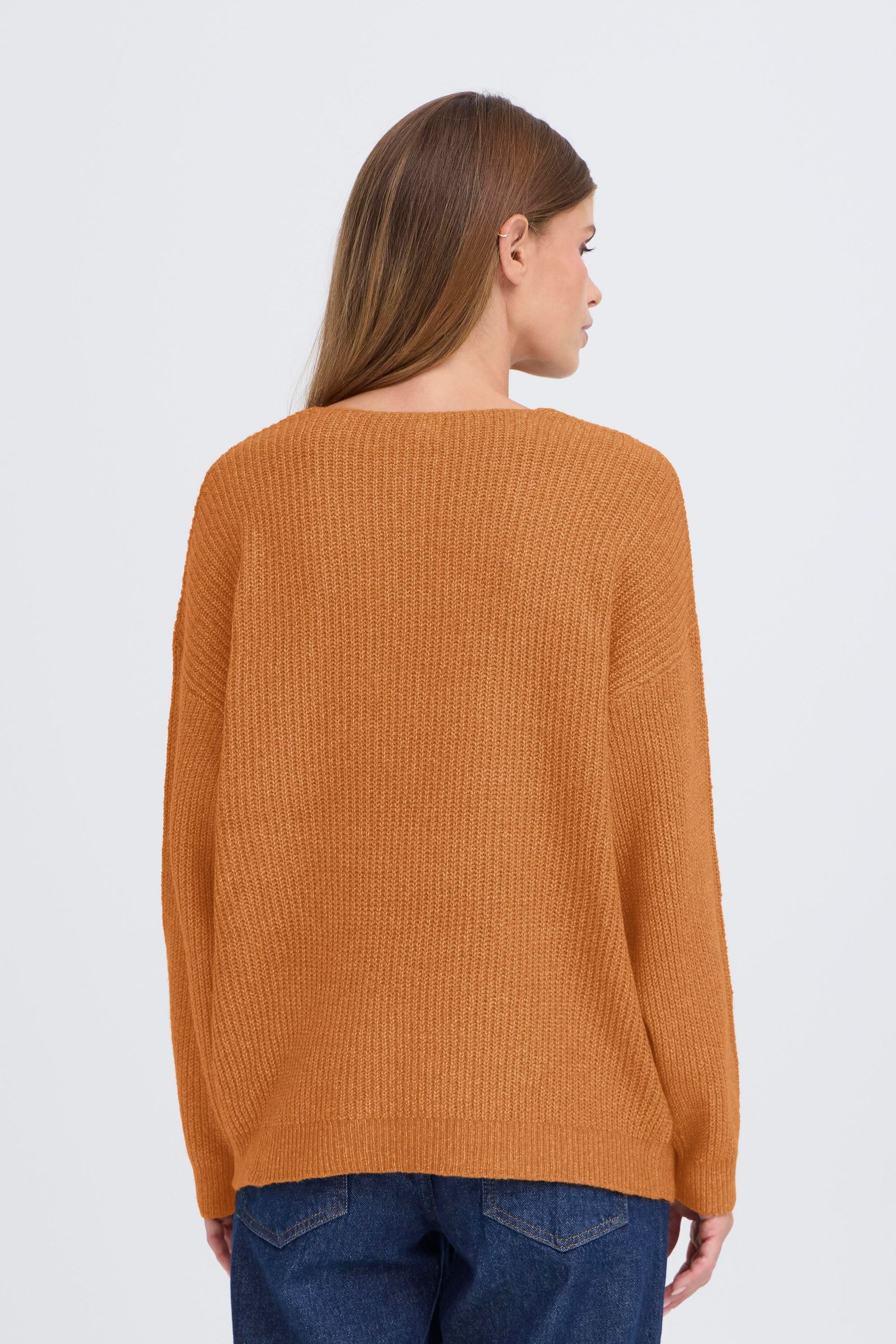 Oxmo Oxicallie Women's V-Neck Pullover Brown Sugar M 3