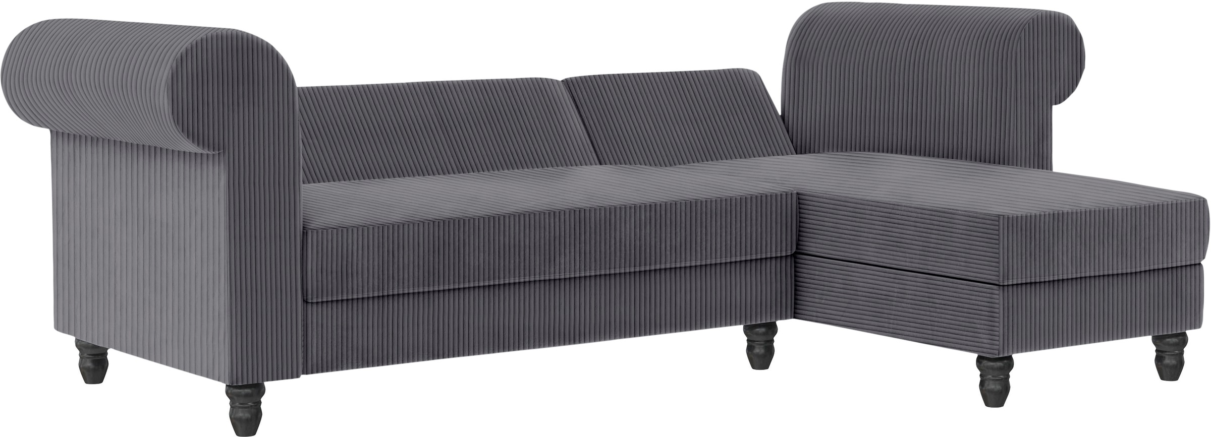 Dorel Home Ecksofa »Felix II, L-Form, Schlafsofa 241cm (Liegefl. 108/195 cm),«, verstellb. Rückenlehne, Recamiere wechselbar, Cord