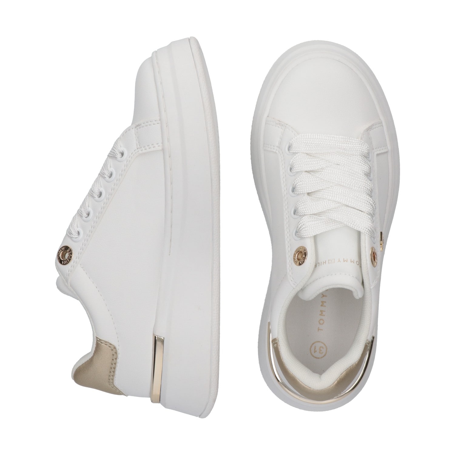 Tommy Hilfiger Sneaker  Freizeitschuh, Halbschuh, Schnürer mit goldfarbenen Besätzen