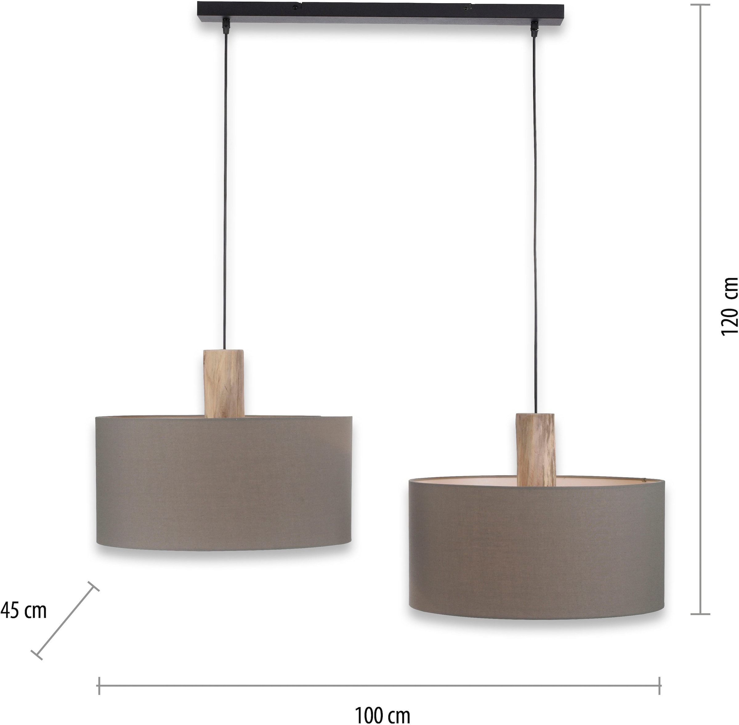 JUST LIGHT Pendelleuchte »LINEN«, 2 flammig, ExklusiveE27