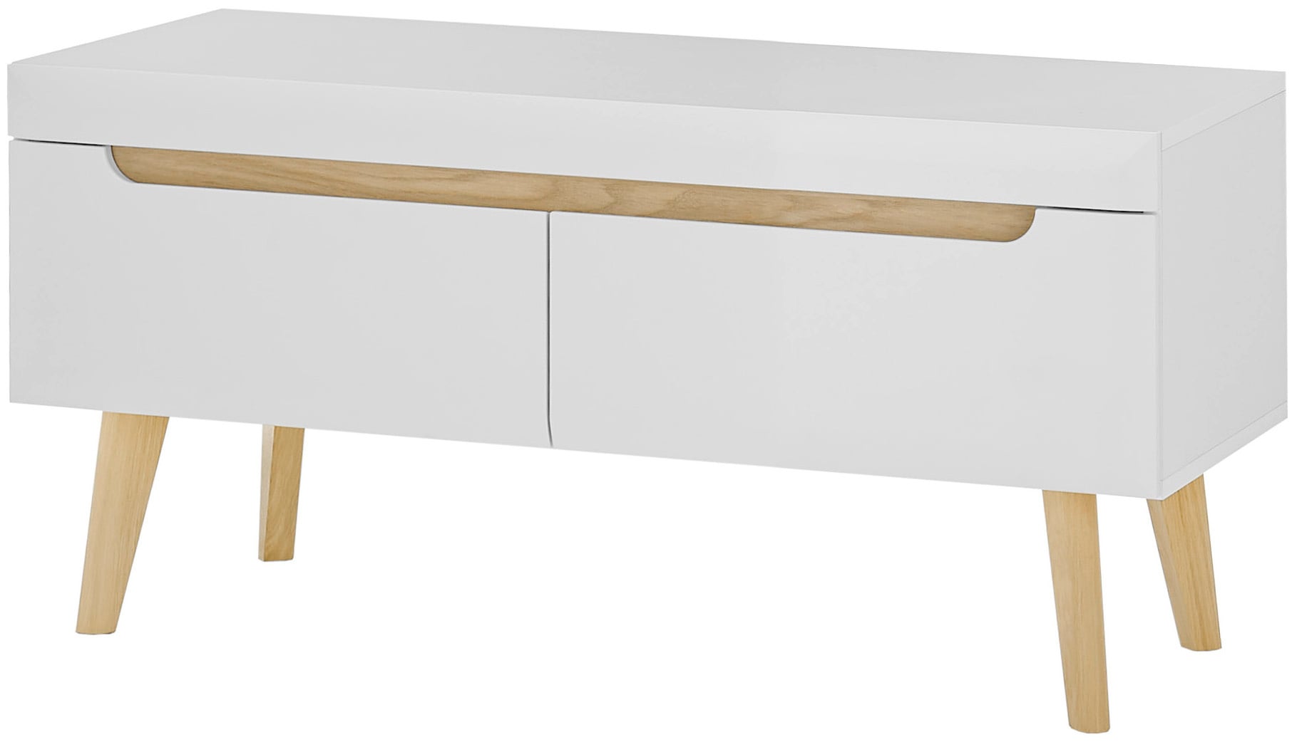 INOSIGN Lowboard »Torge, TV-Unterschrank, TV-Kommode, Fernsehschrank, TV-Board«, (1 St.), abgeschrägte Füße, drei Farben, Scandi Design, 107 cm breit
