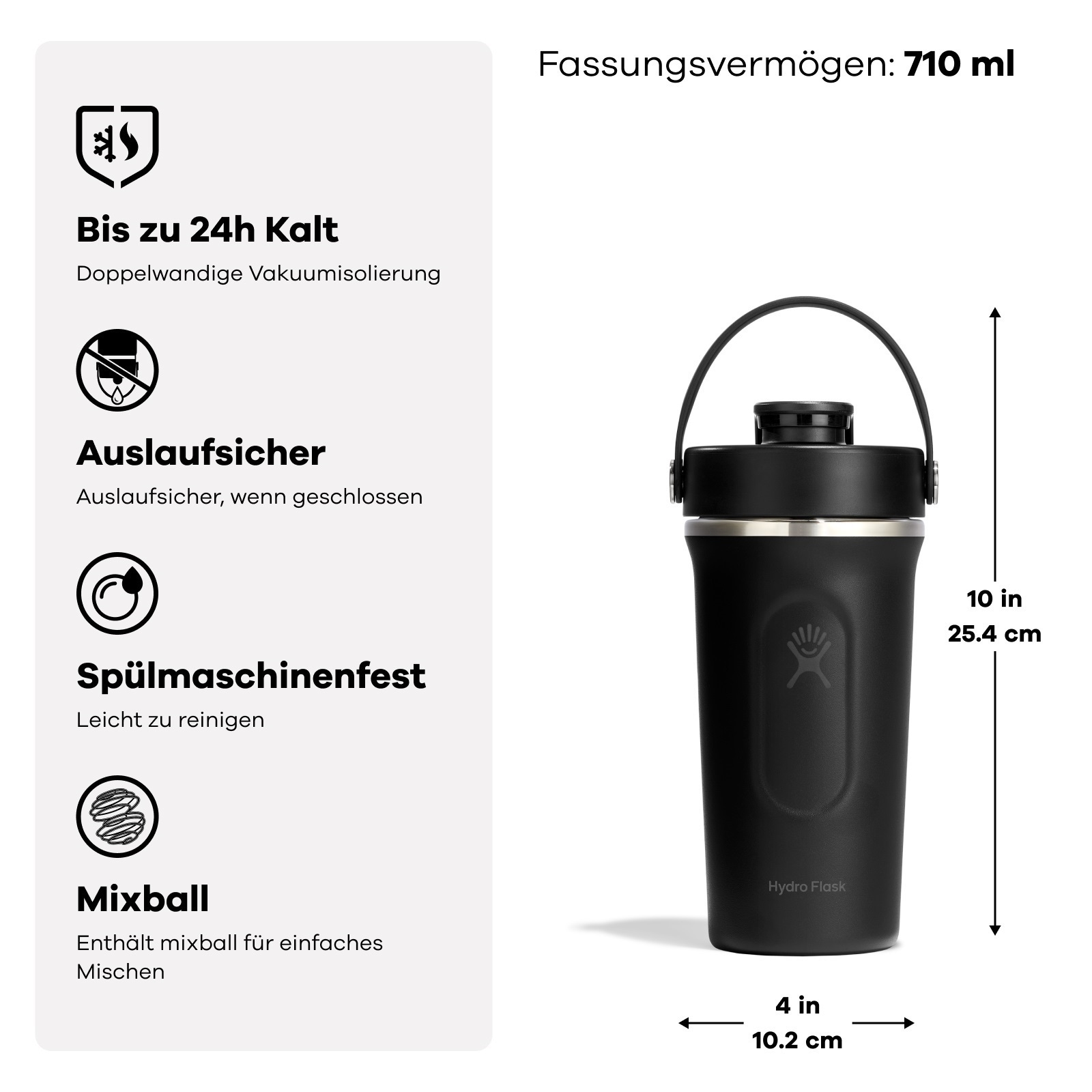 Hydro Flask Protein Shaker »24 OZ Insulated Shaker Bottle, 710 ml« für Smoothie, Protein- oder Supplement-Shakes