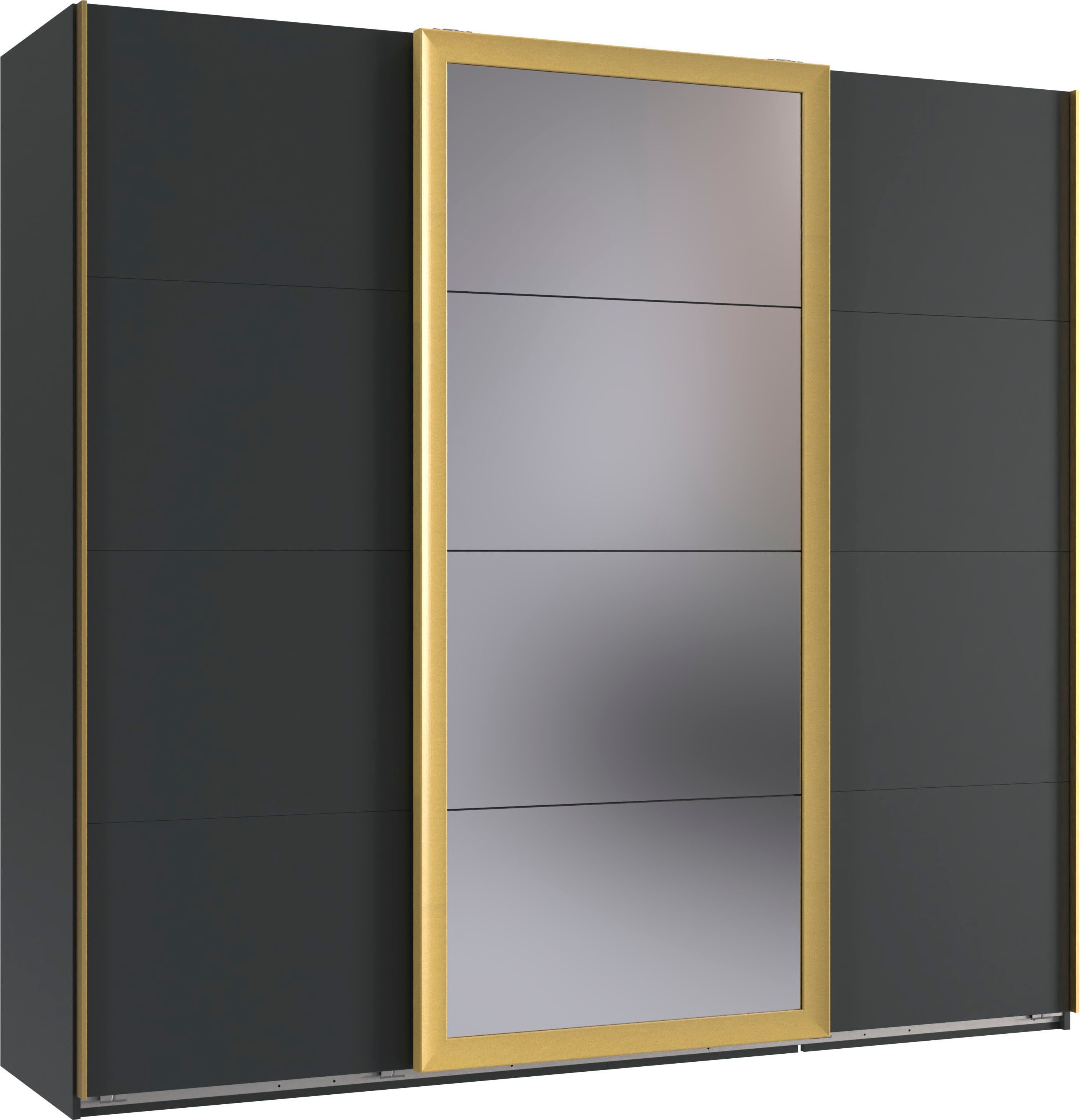Wimex Schwebetürenschrank "Katar, Kleiderschrank erhältlich in den Breiten 225cm und 270cm" inkl. Spiegel, Akzente in Gold