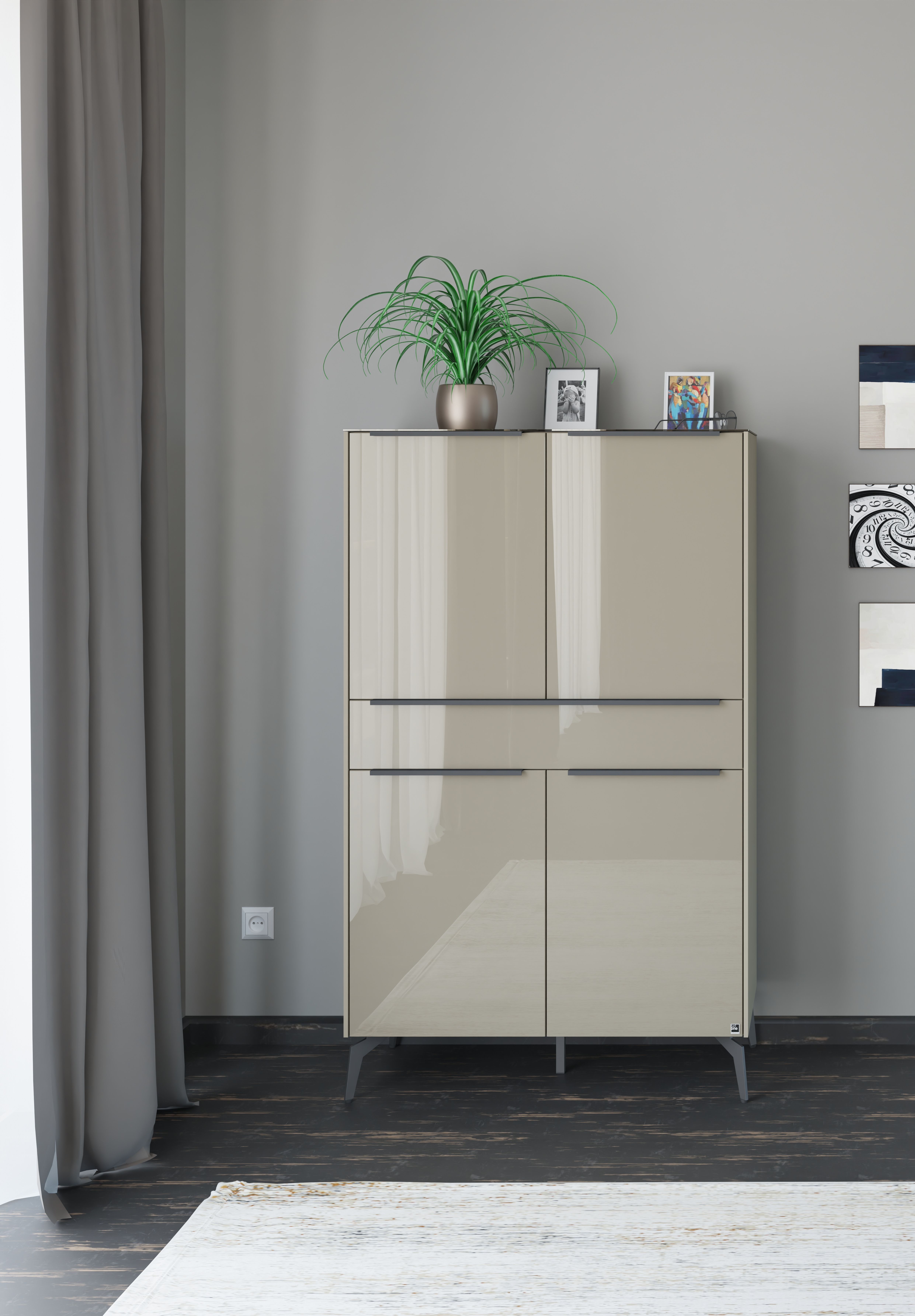 set one by Musterring Highboard "Reno" 1 Stk. tlg. Mit Winkelfuß in diversen Farben, 155 cm Höhe & Farbauswahl