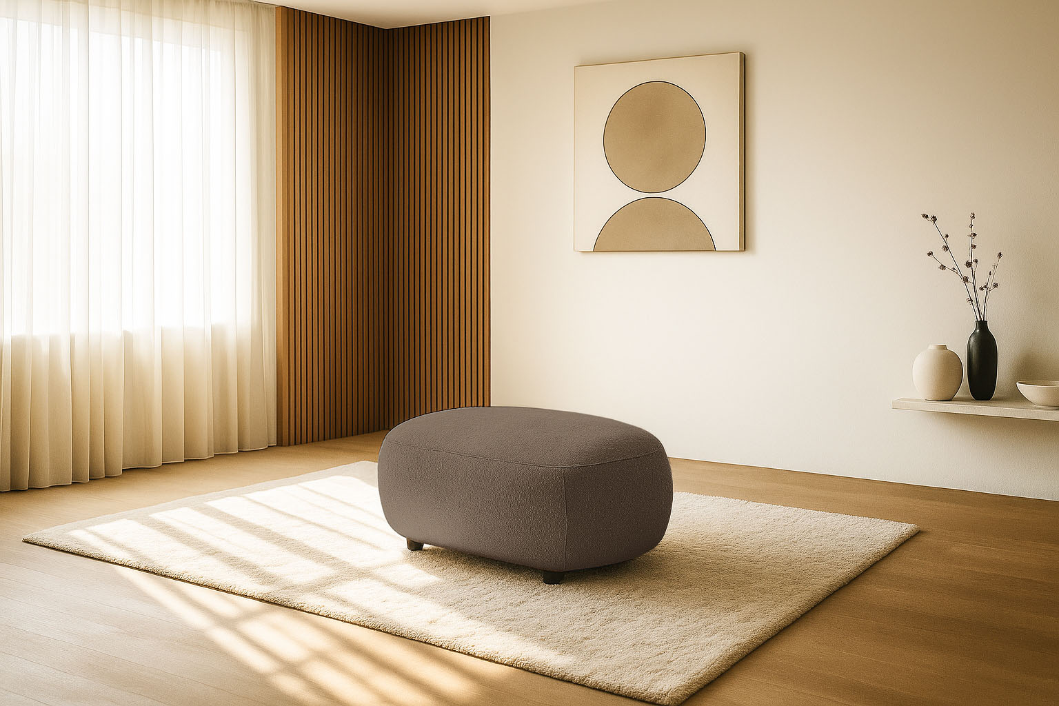 OTTO home Polsterhocker "OSTRUP, Naturtöne, Boucle oder Chenille" 90x64 cm, organische Form mit sanften Rundungen