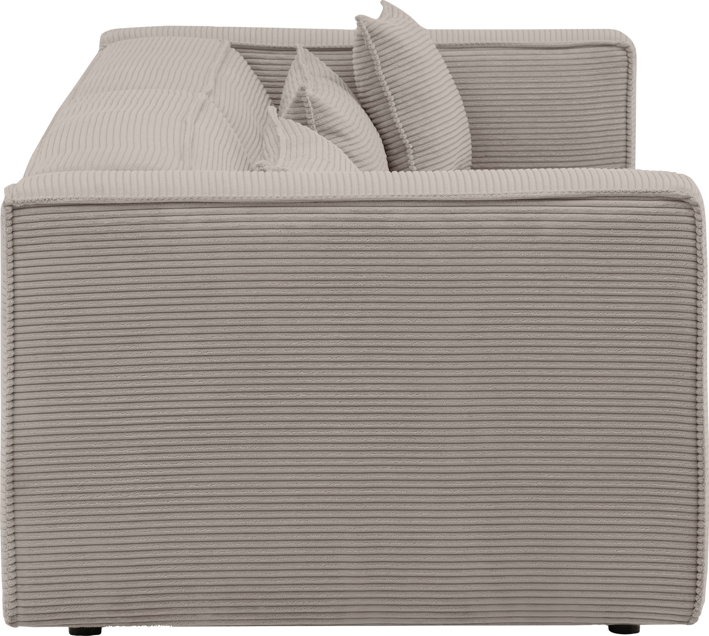 LeGer Home by Lena Gercke 3-Sitzer »PIARA, Couch mit Kedernaht, Sofa in Cord oder Leinenoptik«, schwarze Füße, bequemer Sitzkomfort