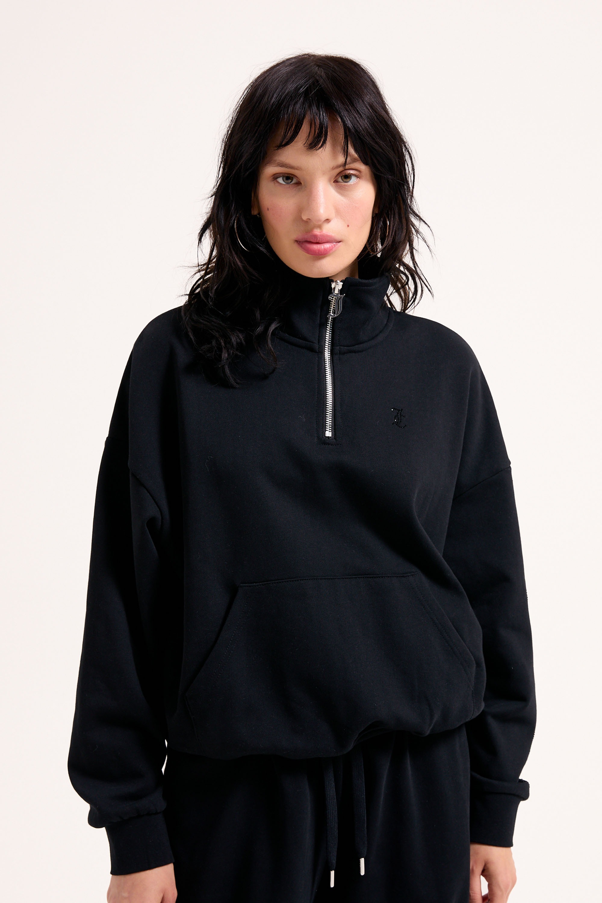 Juicy Couture Sweatshirt »CASTELLA FLEECE DIAMANTE OVERSIZED CROPP Damen«, Sweatshirt Damen, Pullover, Sweater, Fleece, mit Strasssteinen, Sale
