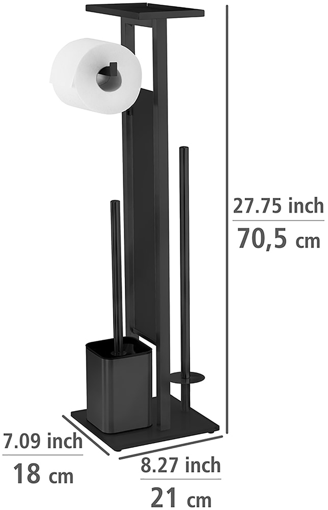 WENKO WC-Garnitur »Modell Debar«, aus Edelstahl-Glas, Standgarnitur mit Ablage, Edelstahl, Bodenplatte aus Sicherheitsglas