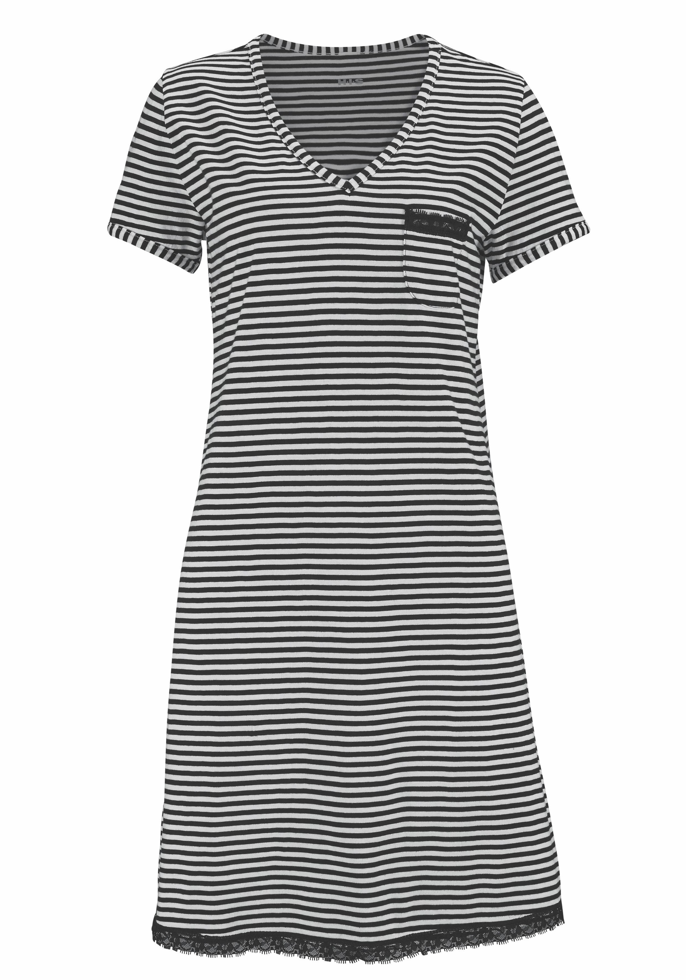 H.I.S Nachthemd Brusttasche mit Spitzendetails günstig online kaufen