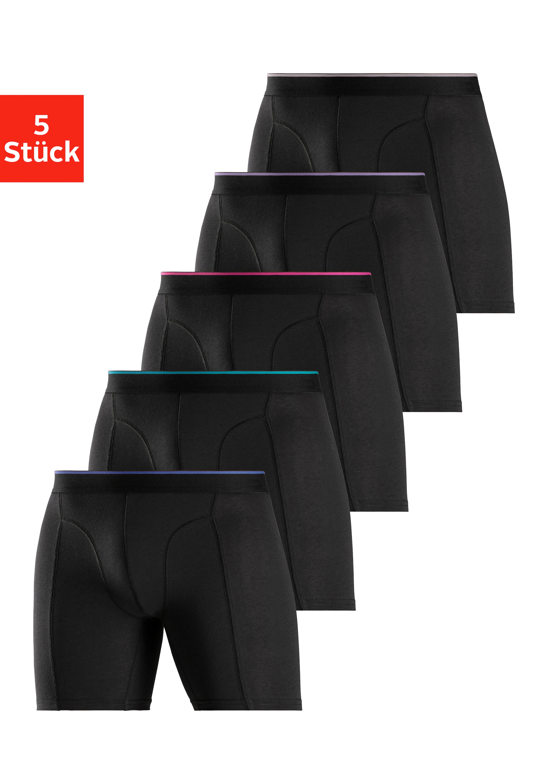 AUTHENTIC LE JOGGER Langer Boxer Packung, 5 Stk. mit zweifarbigem Webbund u günstig online kaufen