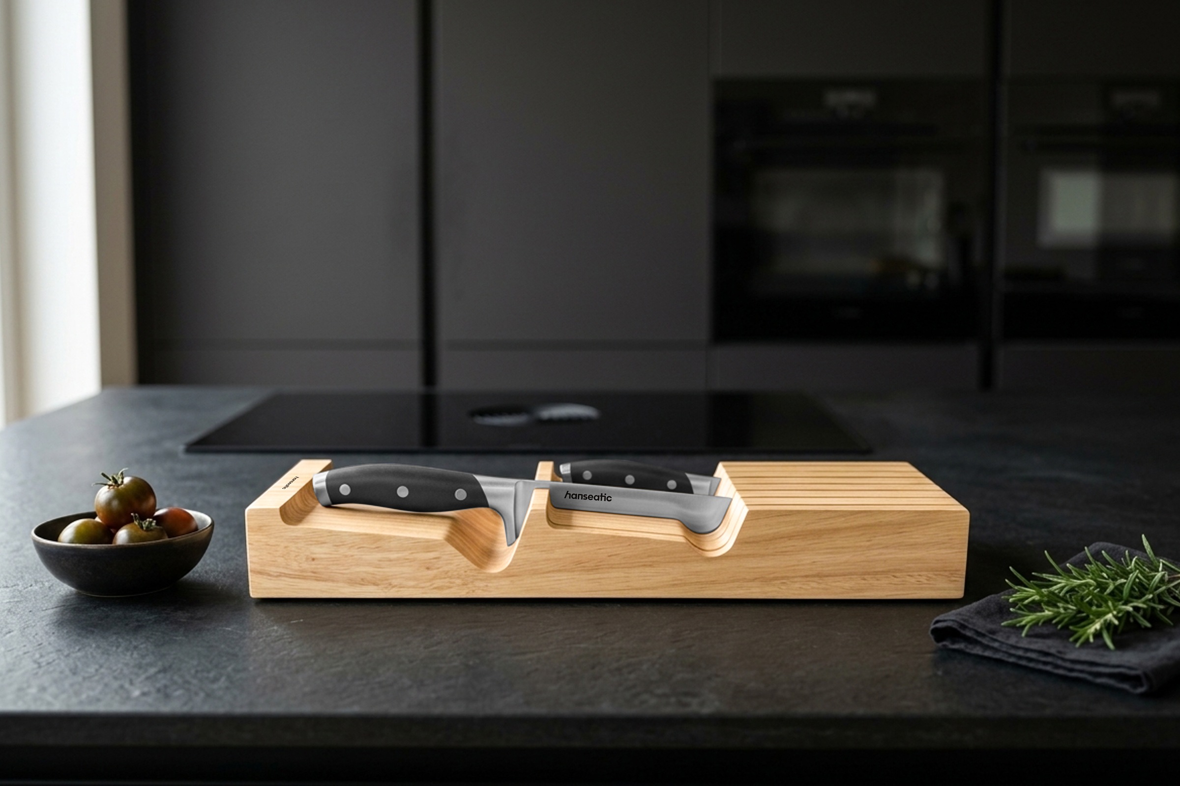 Hanseatic Schubladeneinsatz »Messerhalter SMART, mit Platz für bis zu 7 Messer« 1 Stk. tlg. Klingenschonender Einsatz aus massivem Gummibaumholz