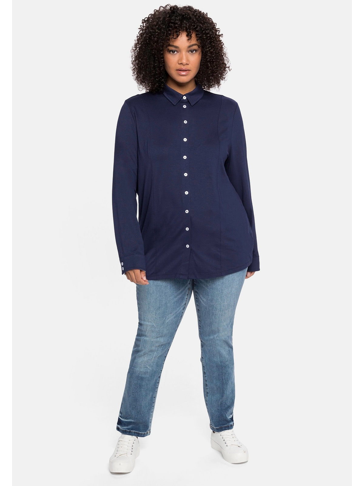 Sheego Langarmshirt »Große Größen«, in aus Blusenform, für | Viskosejersey kaufen BAUR
