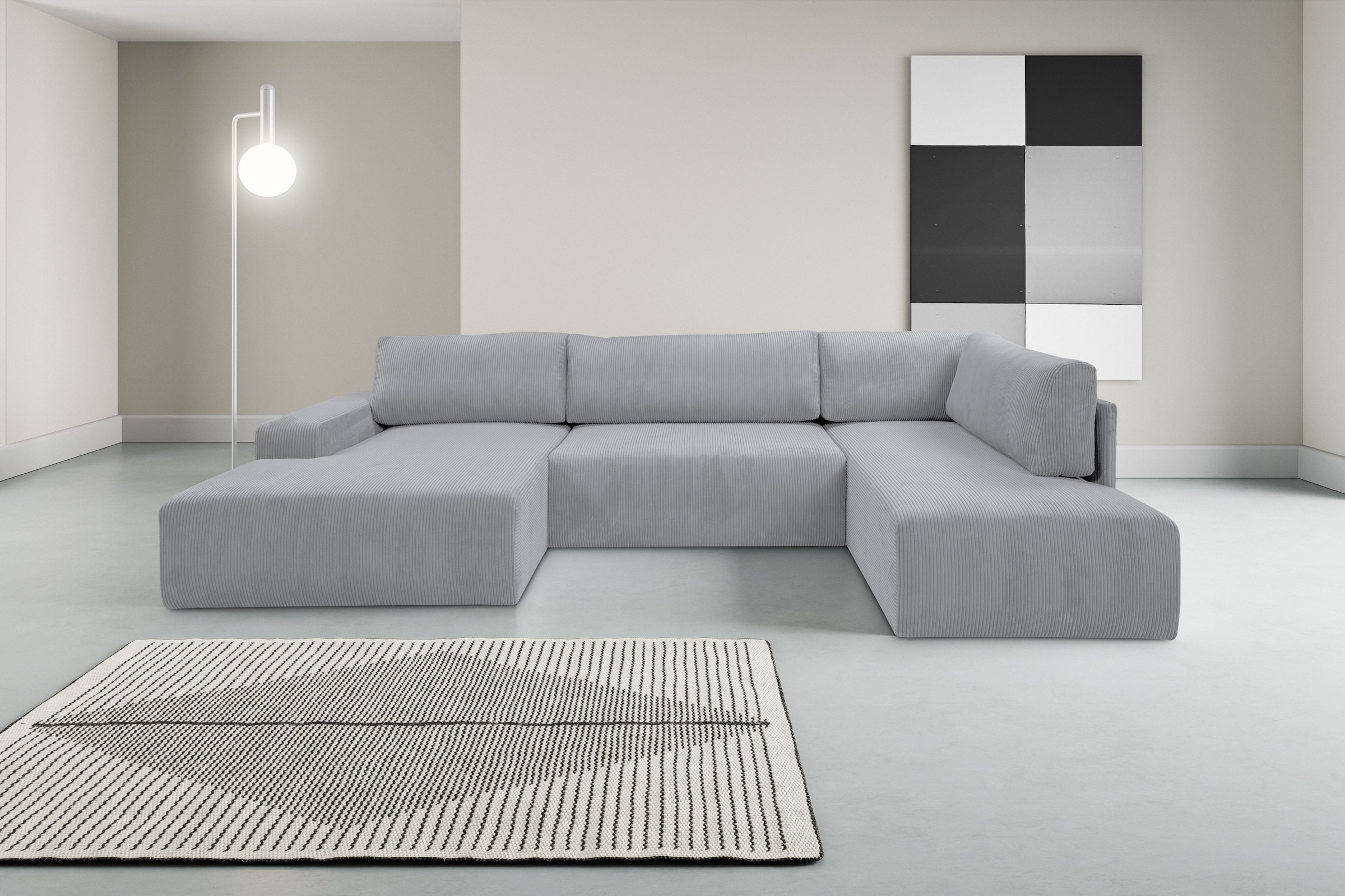 WERK2 Wohnlandschaft "Rotterdam-U, U-Form, in kuschelweichem Cord oder Brei günstig online kaufen