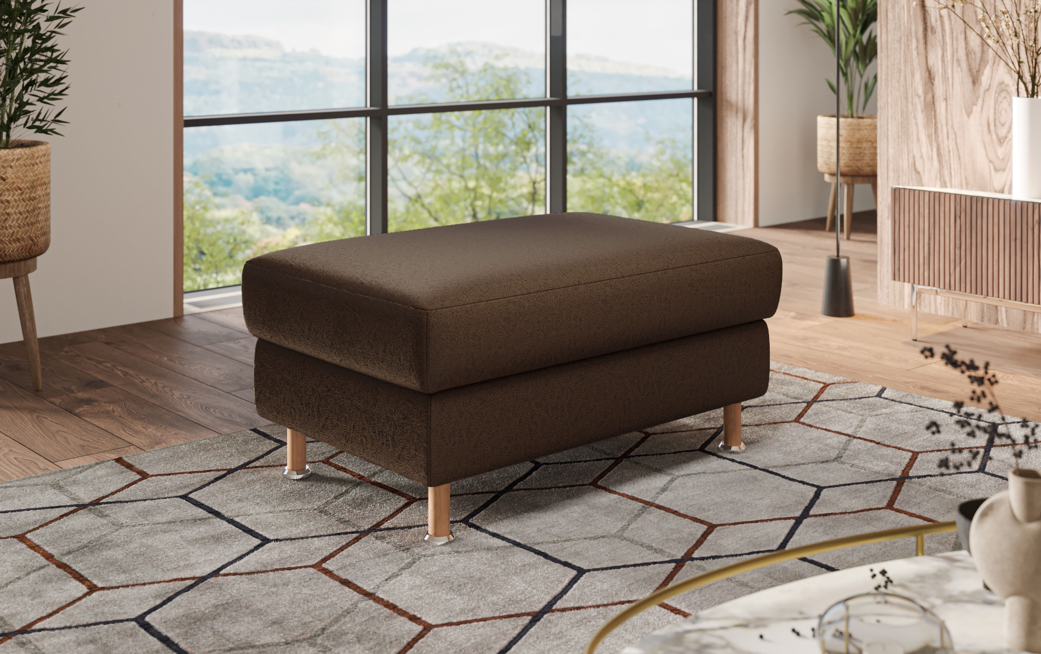 OTTO home Polsterhocker "Calypso" Holzfuesse mit Metallteller