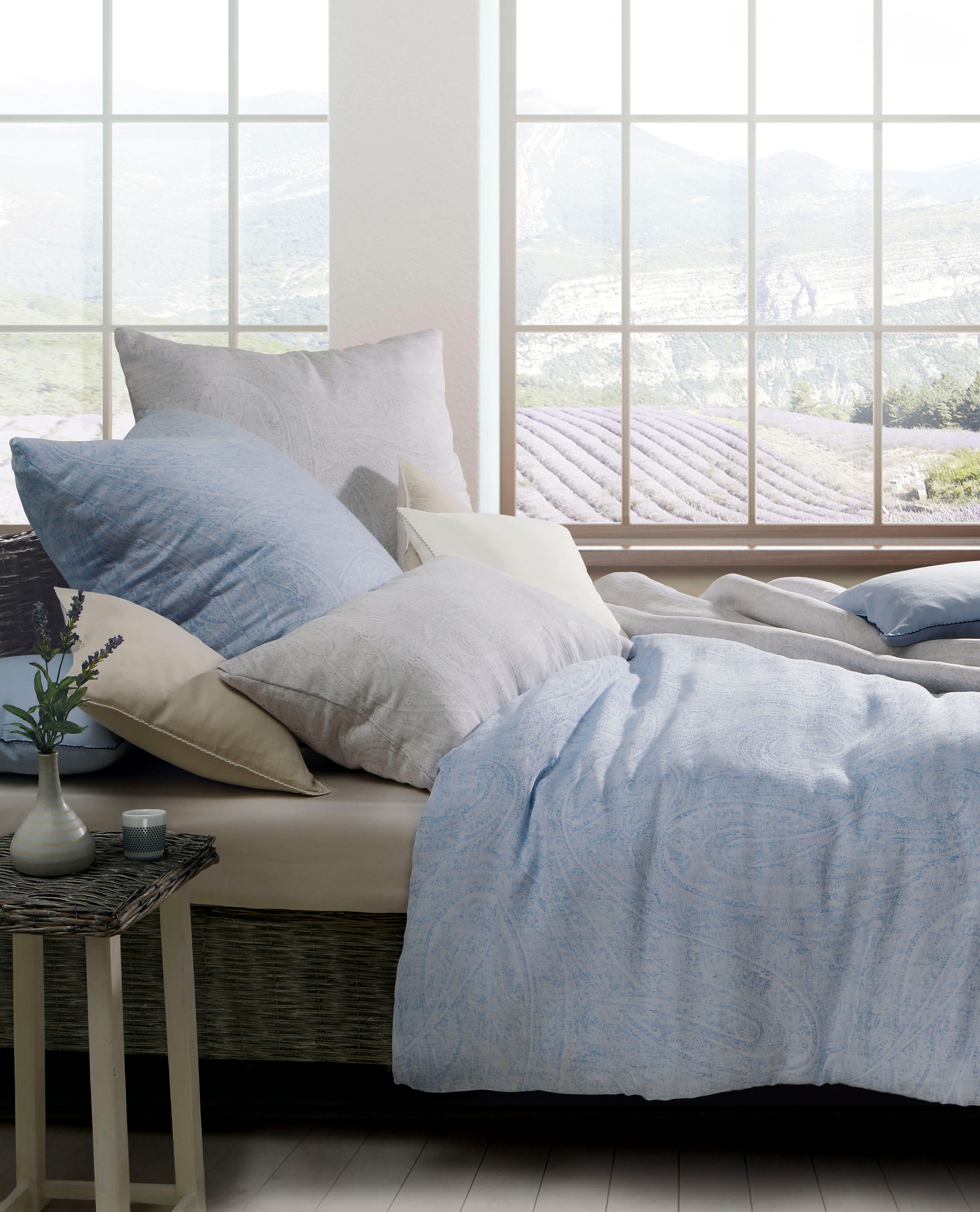 fleuresse Bettwäsche "Provence Prestige 344104" 2 Stk. 70% Baumwolle, 30% Leinen, in Gr. 135x200, 155x220, 200x200cm