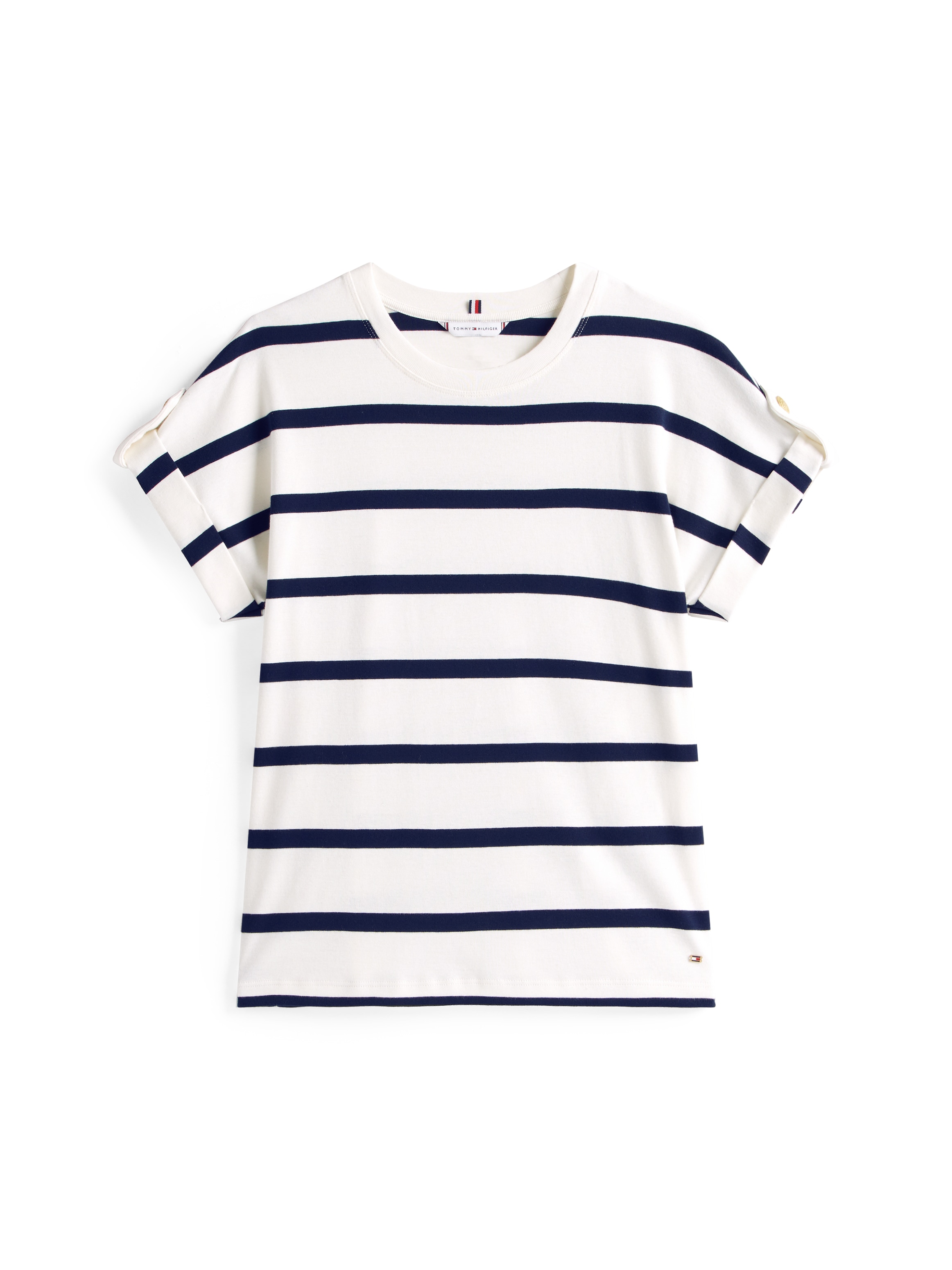 Tommy Hilfiger Kurzarmshirt »GOLD BUTTON MDRN C-NK SS TEE«, mit goldfarbenen Knopf