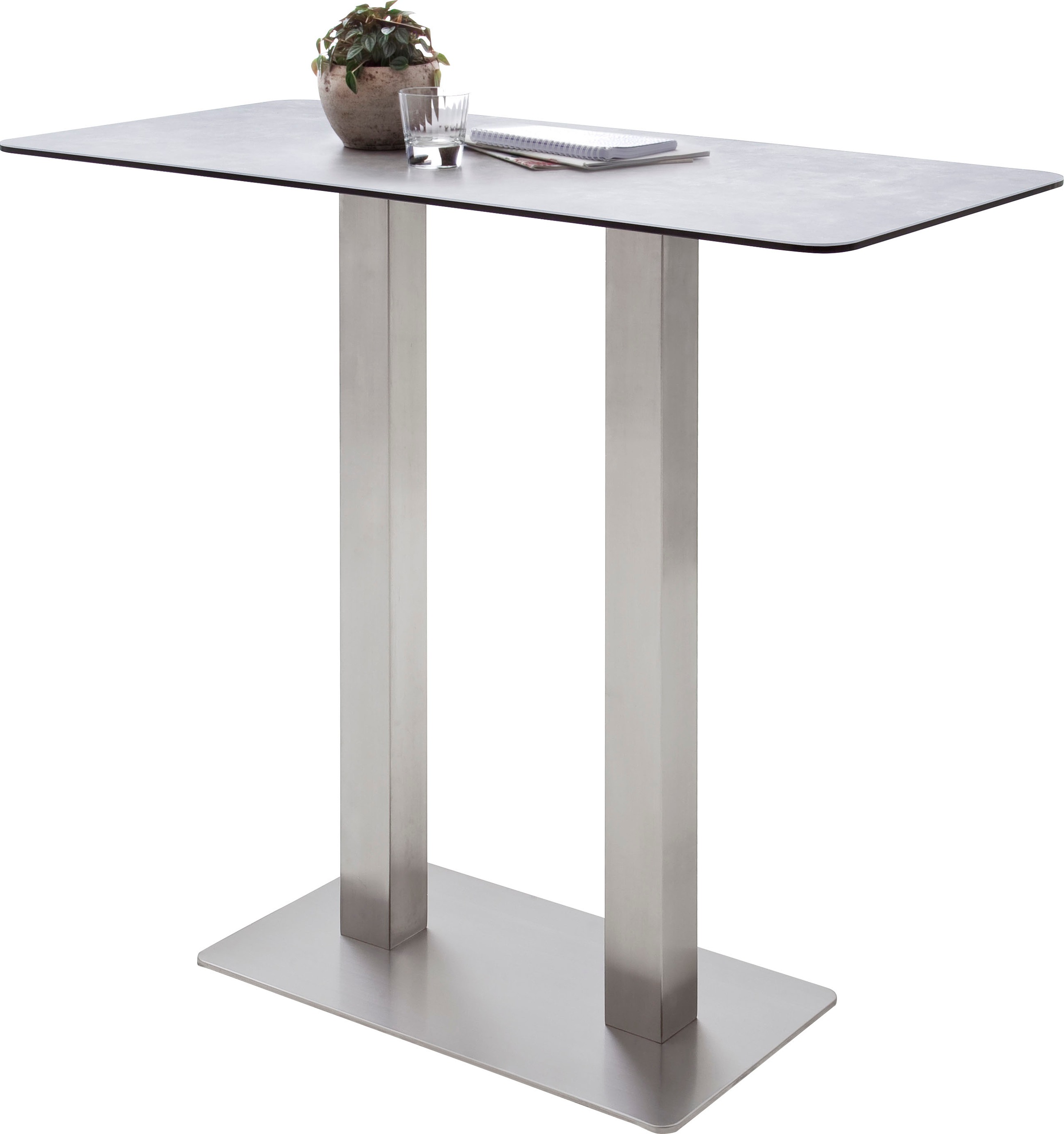 MCA furniture Bartisch bestellen BAUR Glaskeramik Bartisch mit Edelstahl Tischplatte mit Gestell | »Zarina«