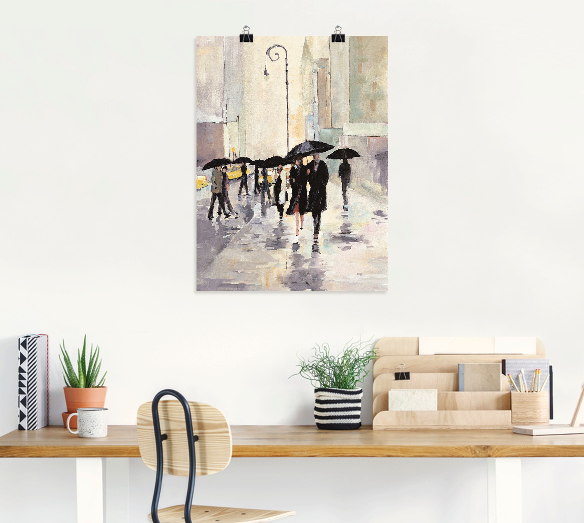 Artland Wandbild »Stadt & im (1 Familien, Gruppen Poster in als Wandaufkleber | oder Größen Regen«, Leinwandbild, bestellen BAUR St.), versch