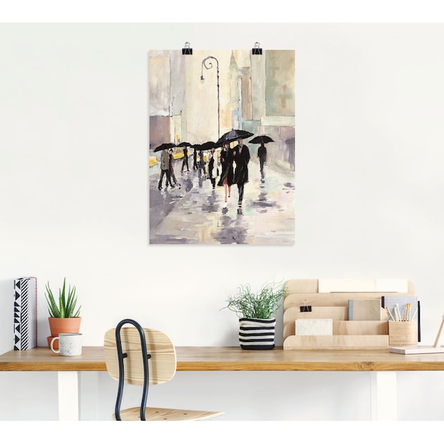 Artland Wandbild »Stadt im Regen«, Gruppen & Familien, (1 St.), als  Leinwandbild, Wandaufkleber oder Poster in versch. Größen bestellen | BAUR