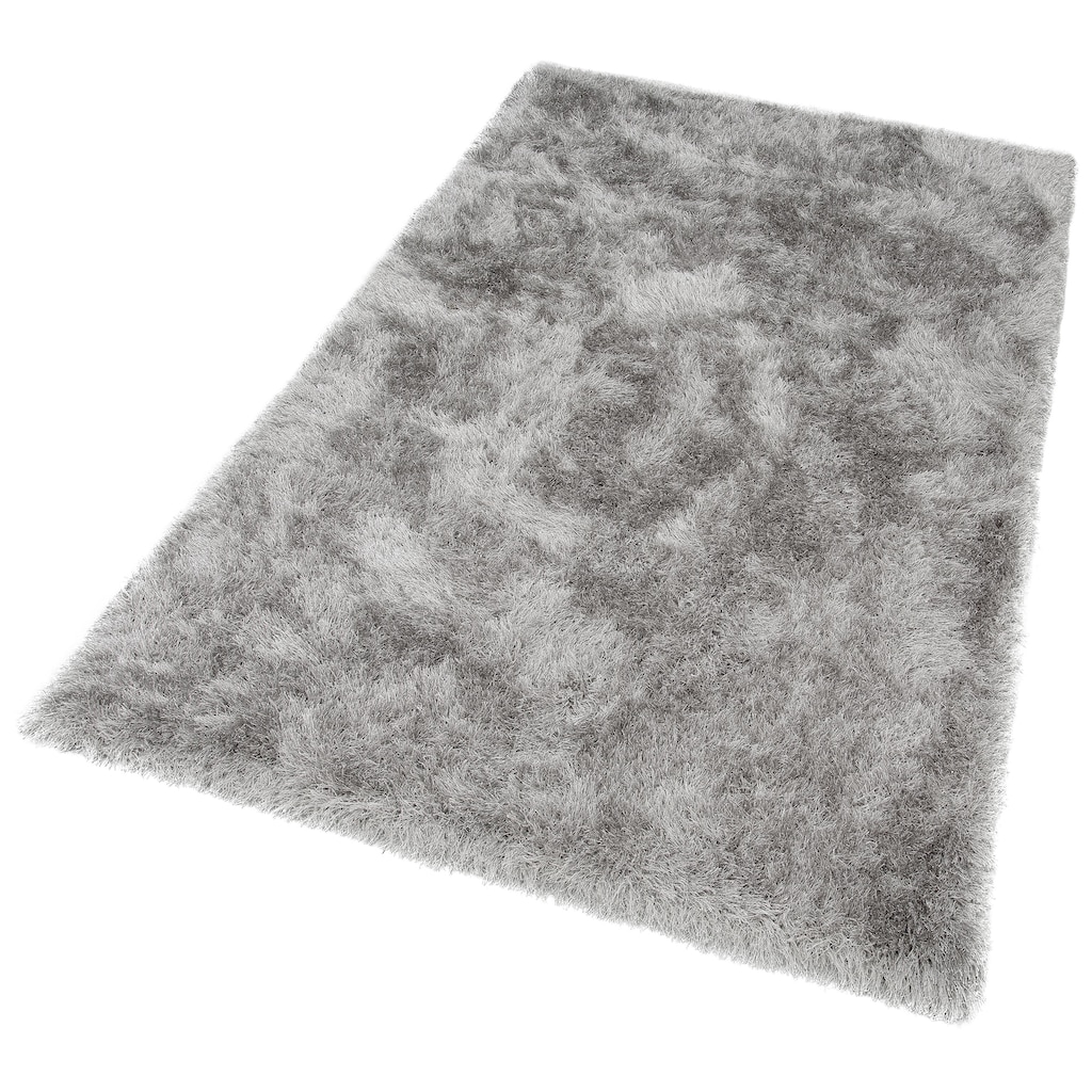 Wohnen Teppiche merinos Hochflor-Teppich »Glossy 411«, rechteckig, 70 mm Höhe, besonders weich durch Microfaser, Wohnzimmer grau
