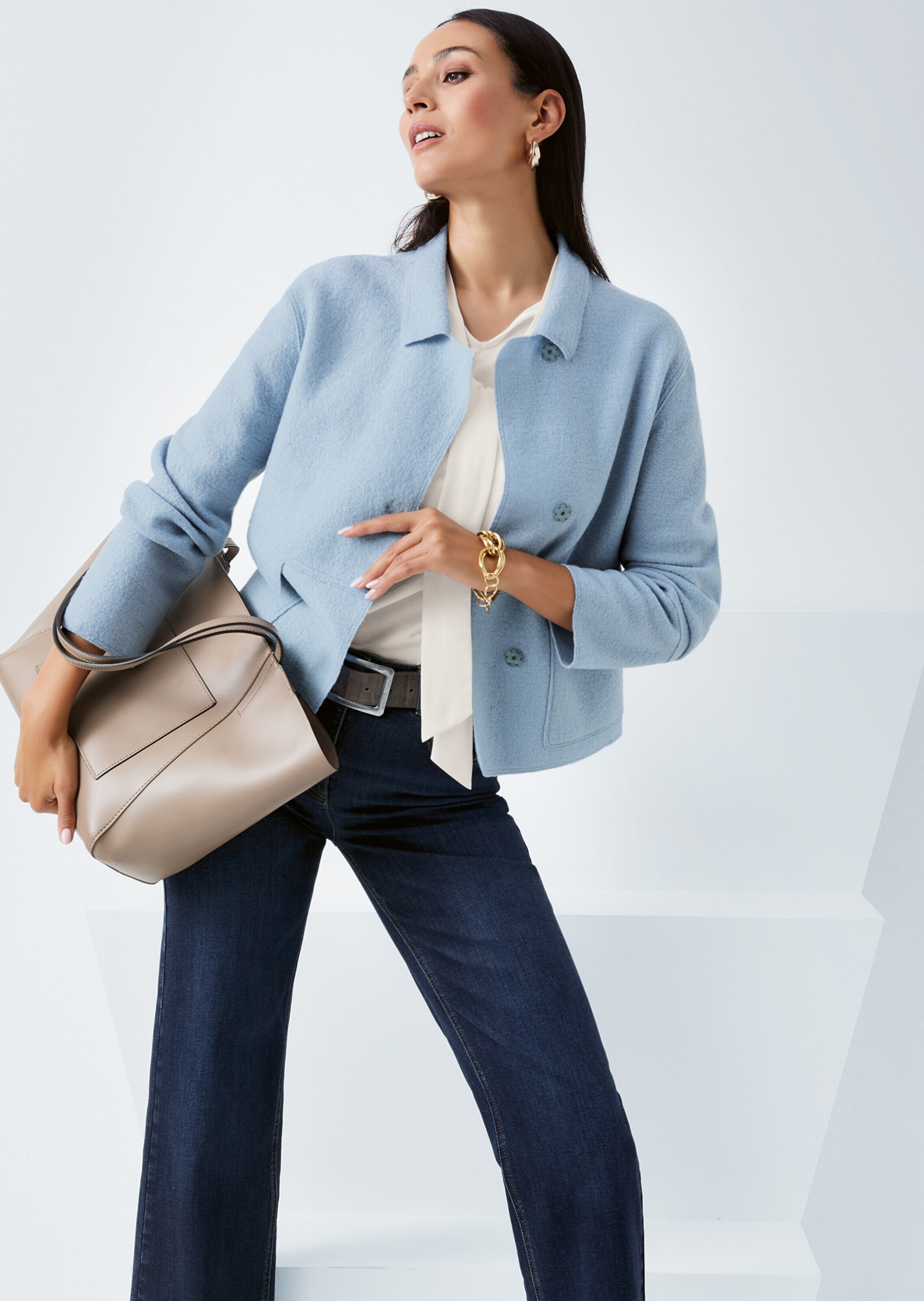 MADELEINE Kurzblazer »Kurzblazer Wollblazer mit Klappkragen und Pattentaschen«