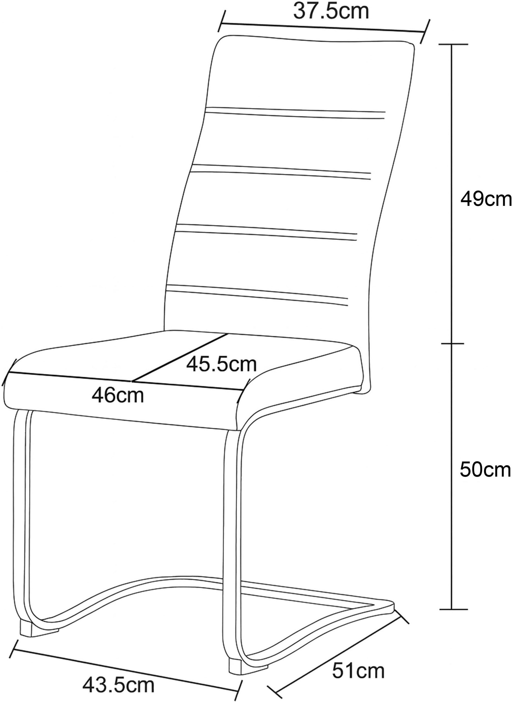 Home affaire Esszimmerstuhl »PICTOU, 2er Set, mit Metallgestell in matt schwarz« (Set) 2 Stk.in verschiedenen Farben, Belsatbarkeit pro Stuhl 120 kg, mit Armlehne