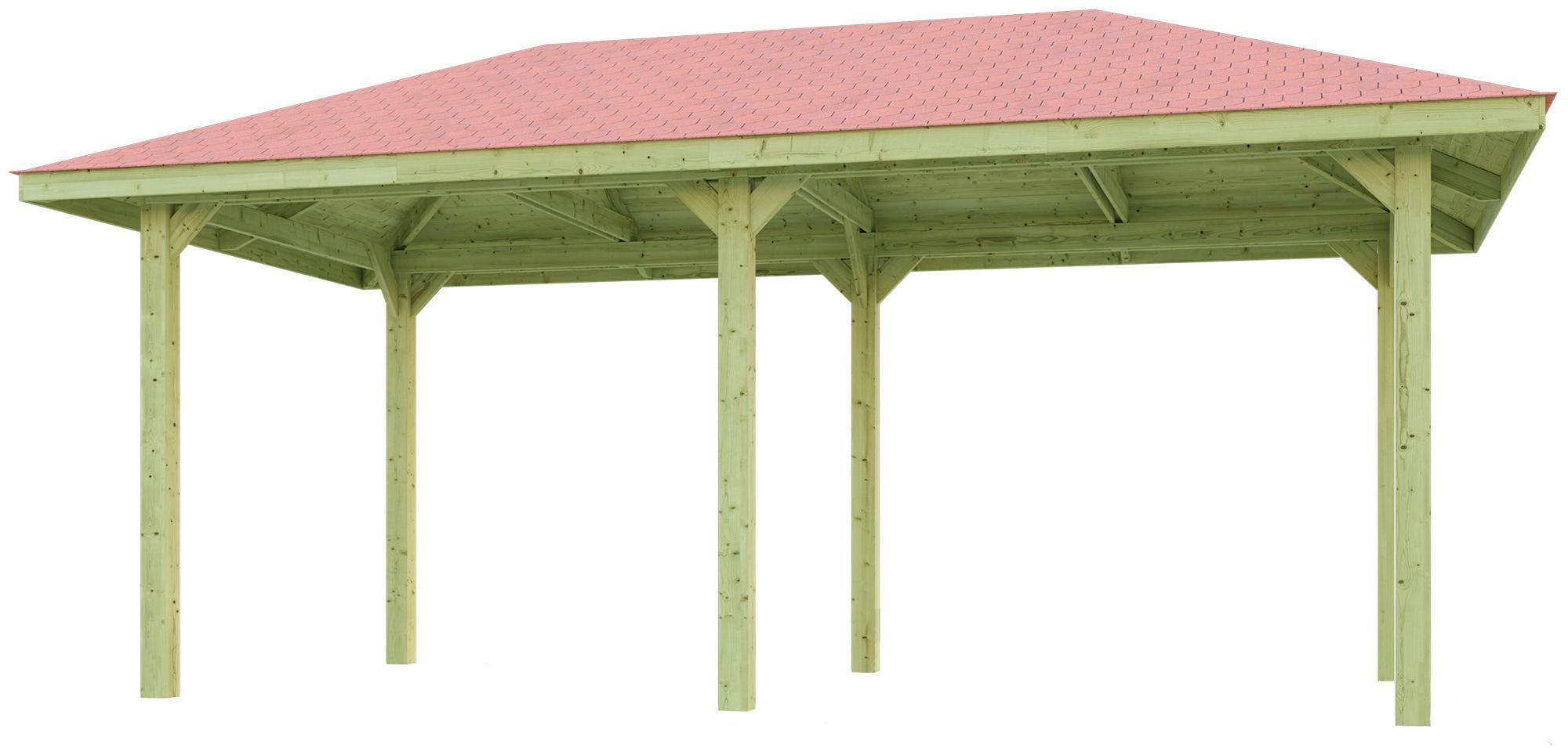 weka Pavillon »Gartenoase 651 B Gr.1, inkl. roten Dachschindeln«, 18 mm Massivholzdach