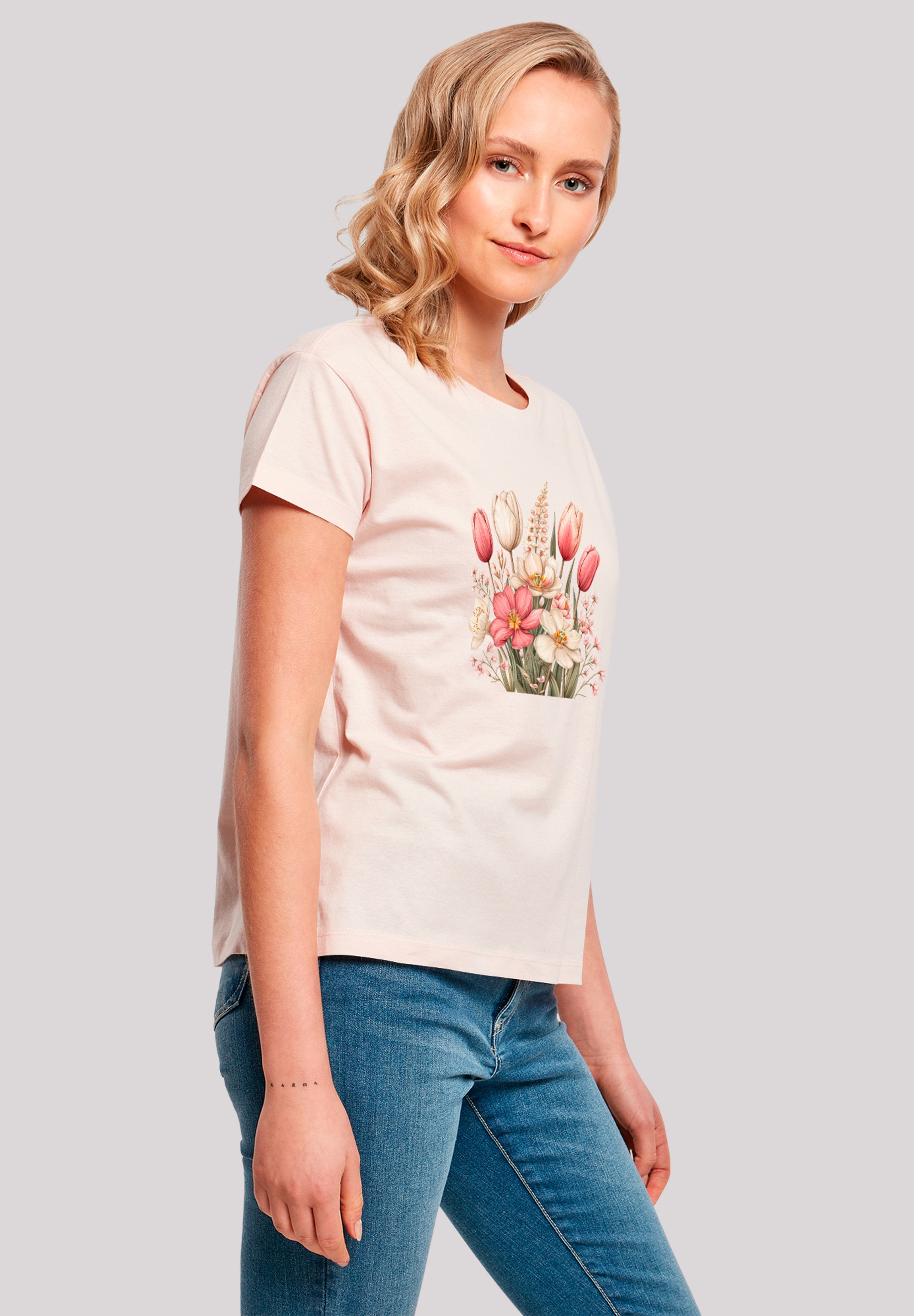 F4NT4STIC T-Shirt »Rosa weißer Frühlingsblumenstrauß«, Premium Qualität