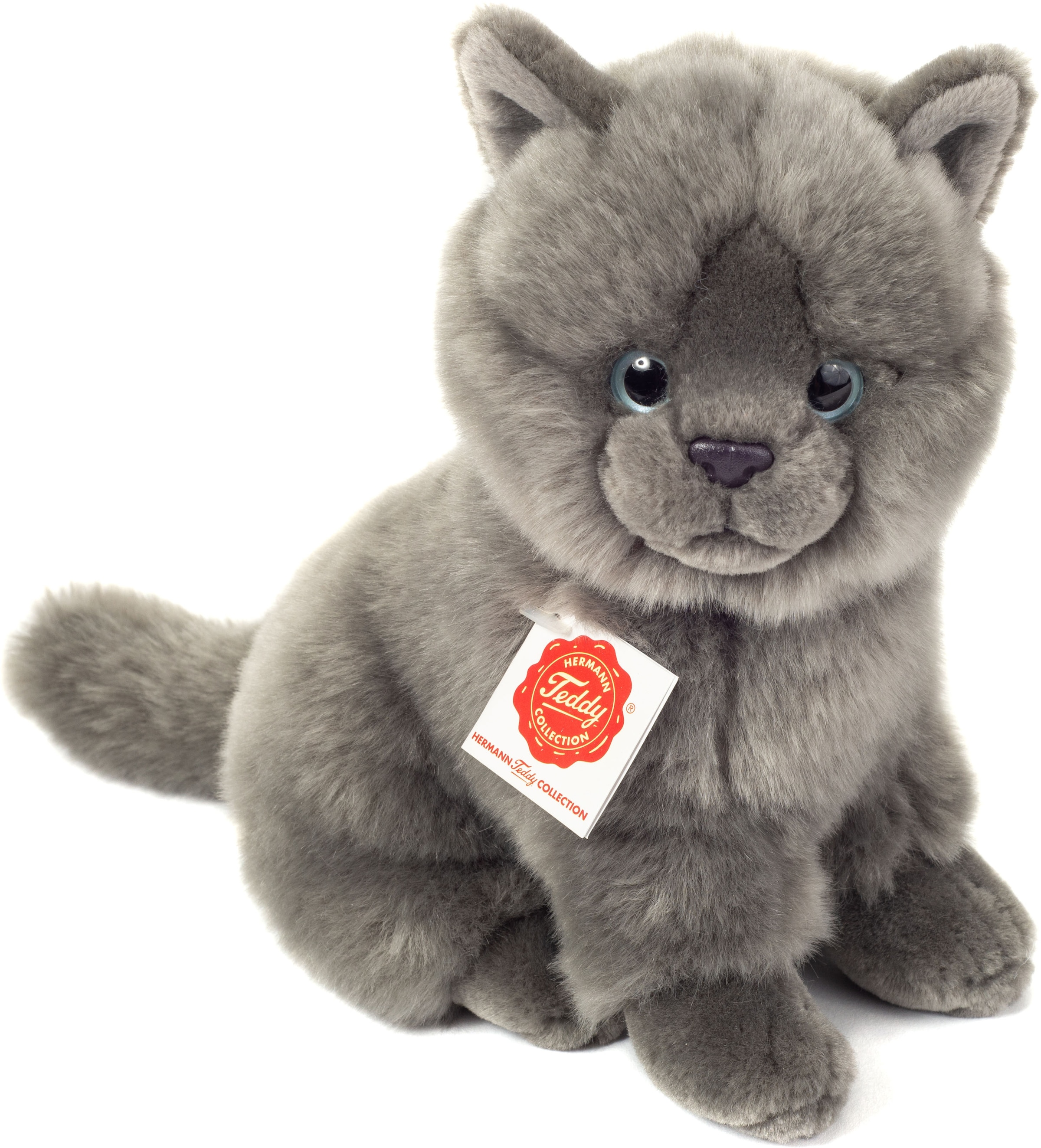 Kuscheltier »Kartäuser Katze sitzend grau, 20 cm«, zum Teil aus recyceltem Material