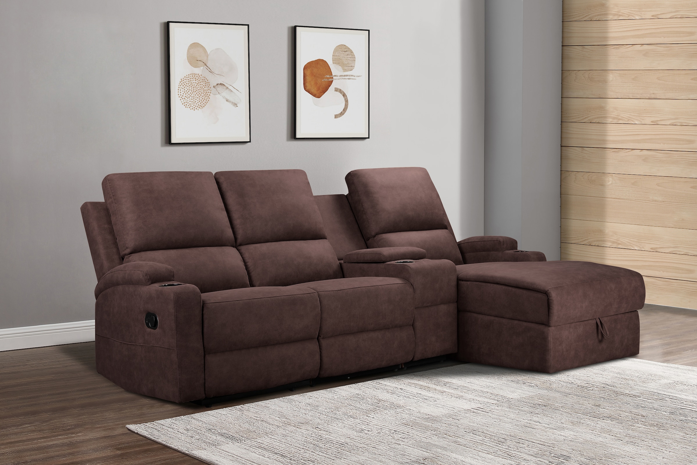 Home affaire Ecksofa "Napori Multimediasofa, 3er Kinosessel XXL, L-Form,", günstig online kaufen