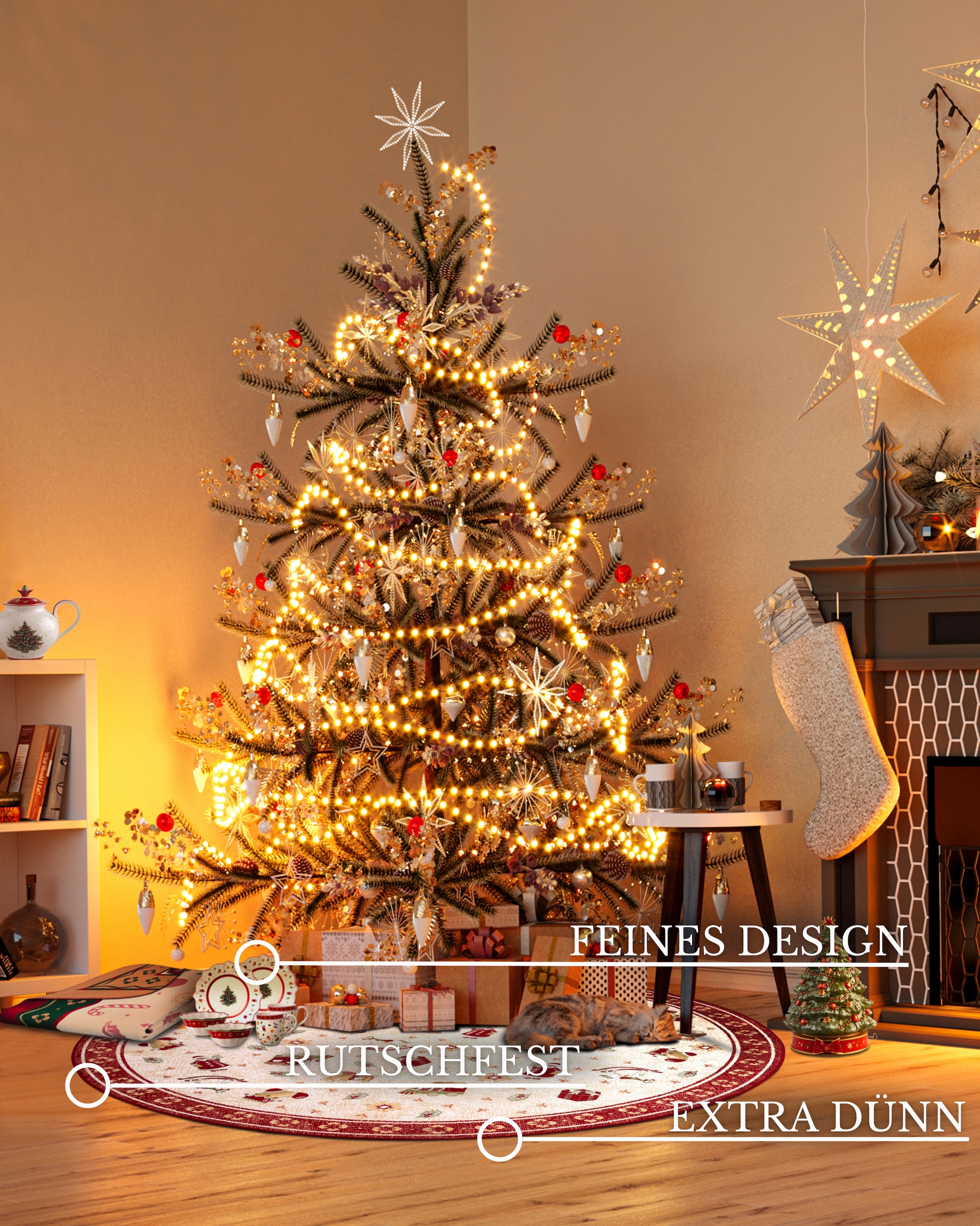 Villeroy & Boch Teppich »Nostalgic Shine Toy's Delight, eckig, rund und Läufer«, rechteckig, 6 mm Höhe, Weihnachten, Wohnzimmer, Flur, Geschenk, Toys Delight, Dekoration