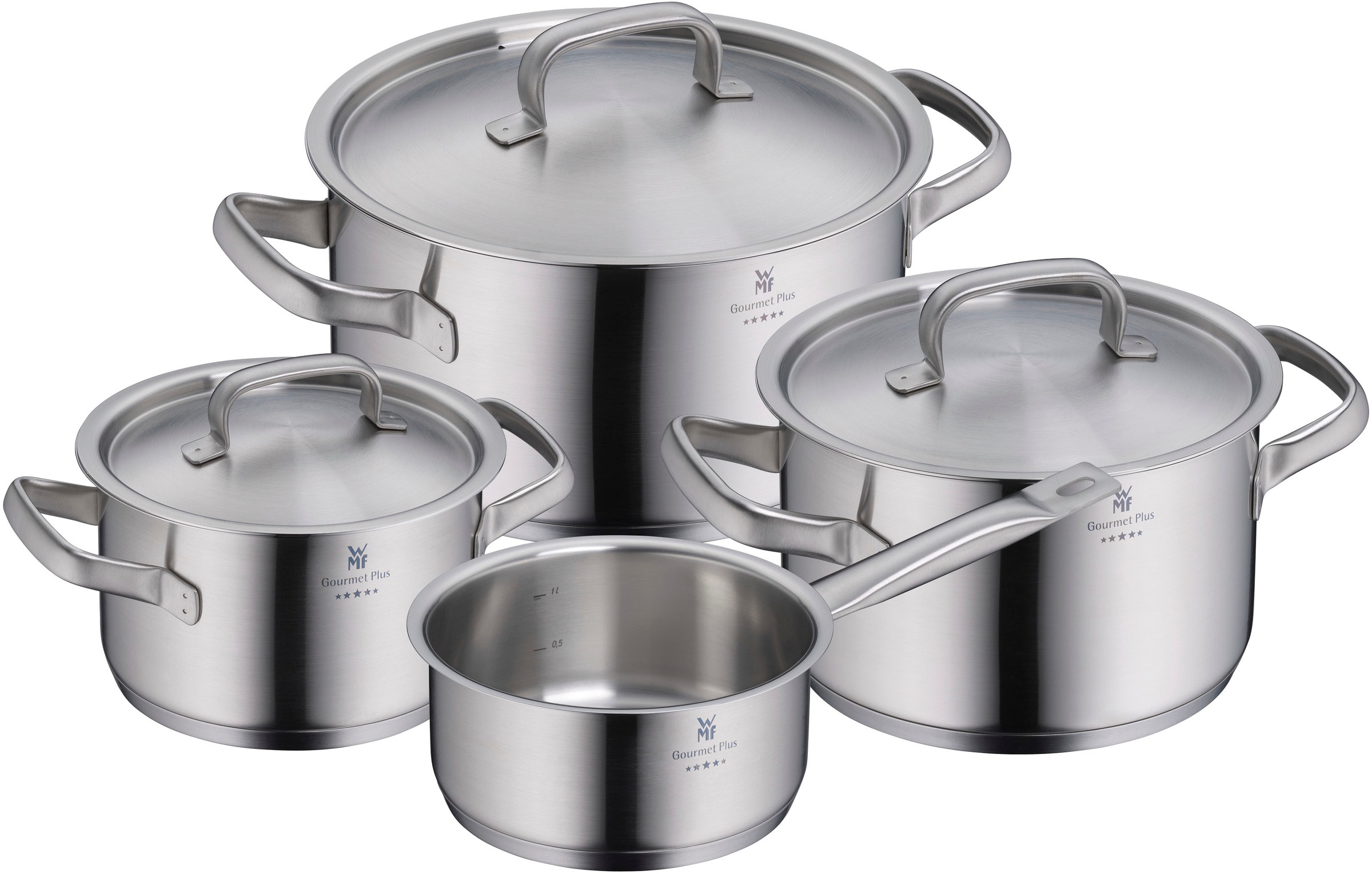 WMF Topf-Set "Gourmet Plus" Set, 7 Stk. tlg. Cromargan Edelstahl Rostfrei 1 günstig online kaufen