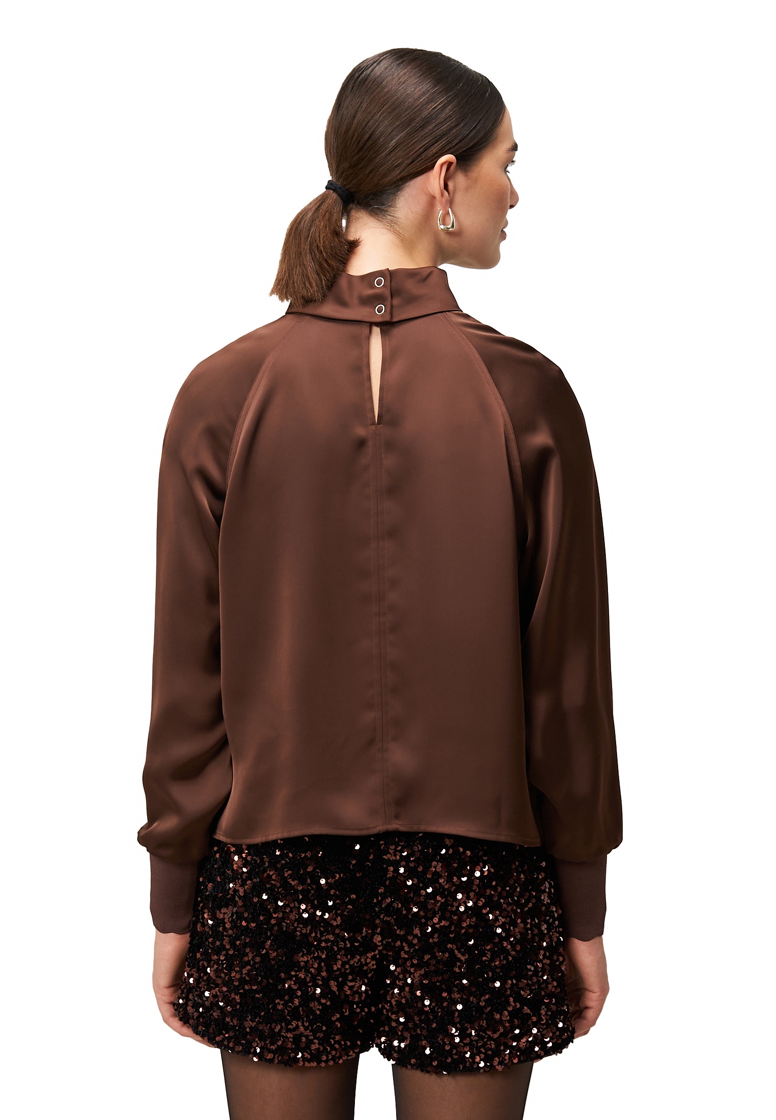 Zero Satinbluse »Damen mit Stehkragen«