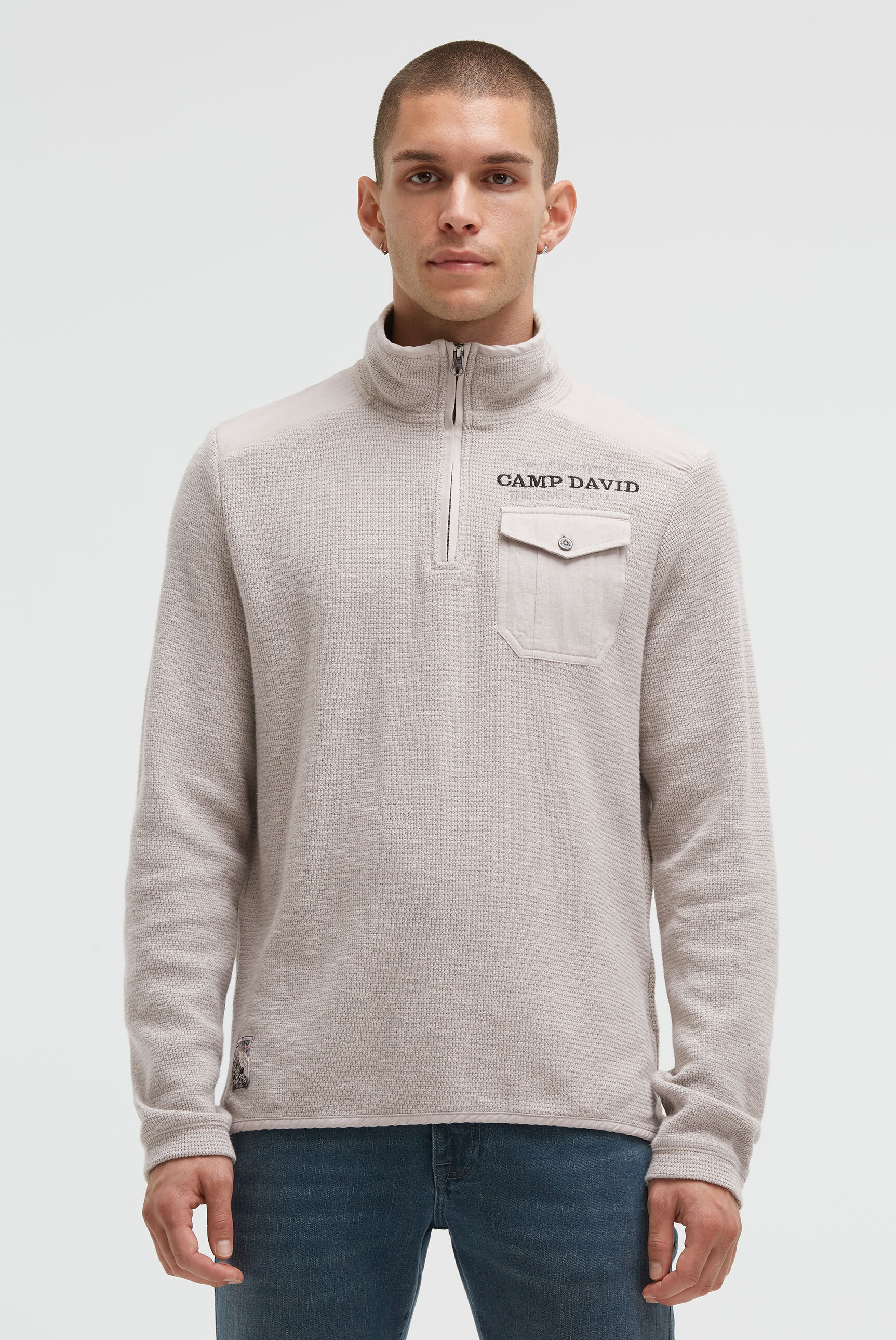 CAMP DAVID Sweater, mit Stickerei über der Brusttasche günstig online kaufen