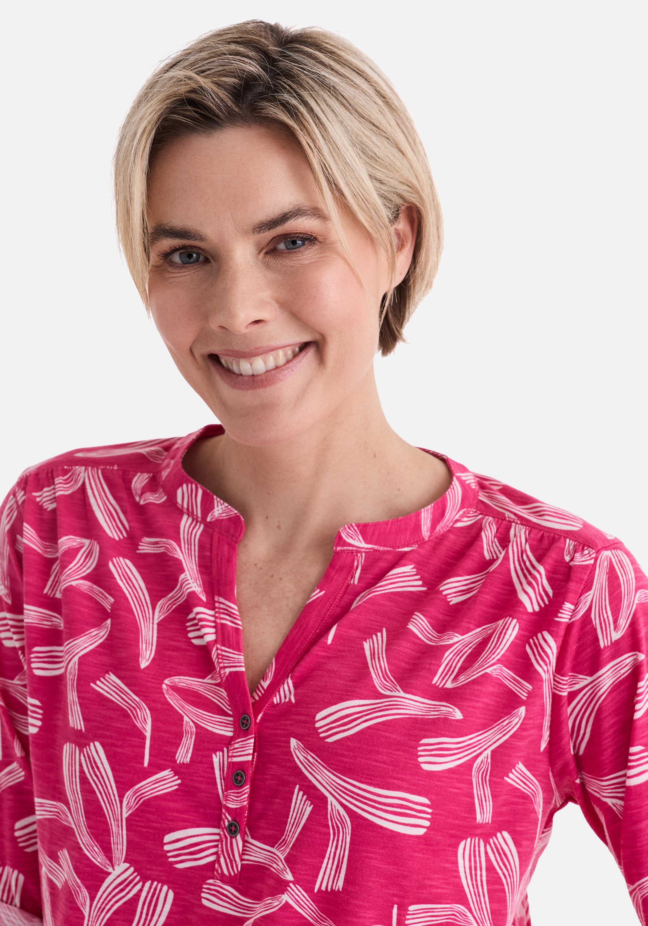 STOOKER WOMEN 3/4-Arm-Shirt »MARIE Print Shirt Bluse 3/4-Arm« Regular Fit Shirt Bluse Baumwolle Shirt Knopfleiste für Damen