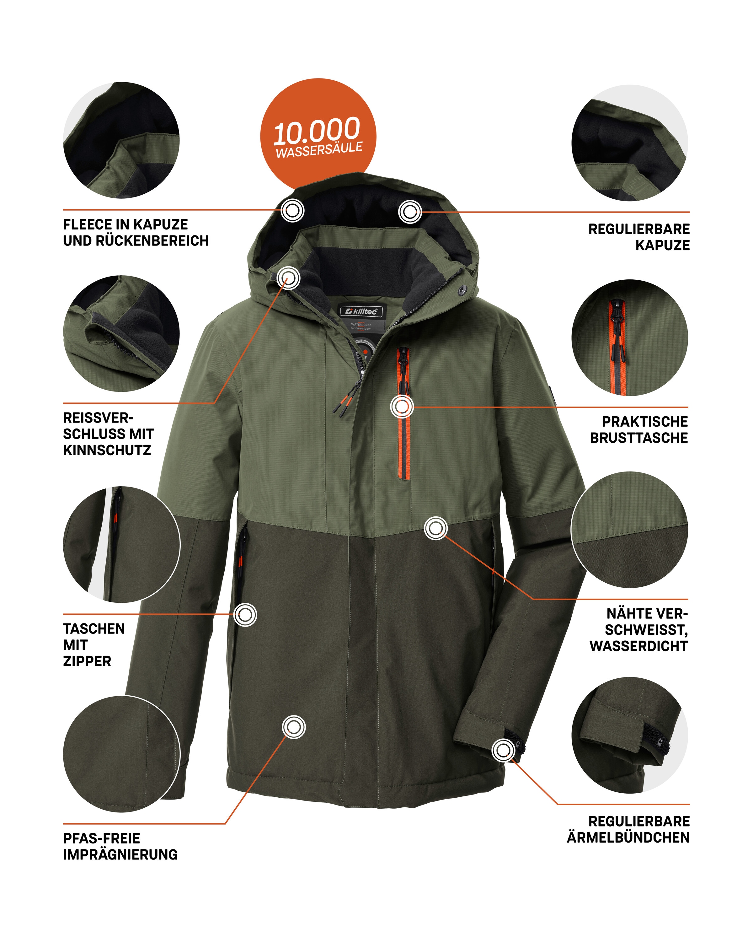Killtec Funktionsjacke »KOW 222 BYS JCKT«, Wind- u. wasserdichte Kinderjacke mit Fleece, reflektierender Print