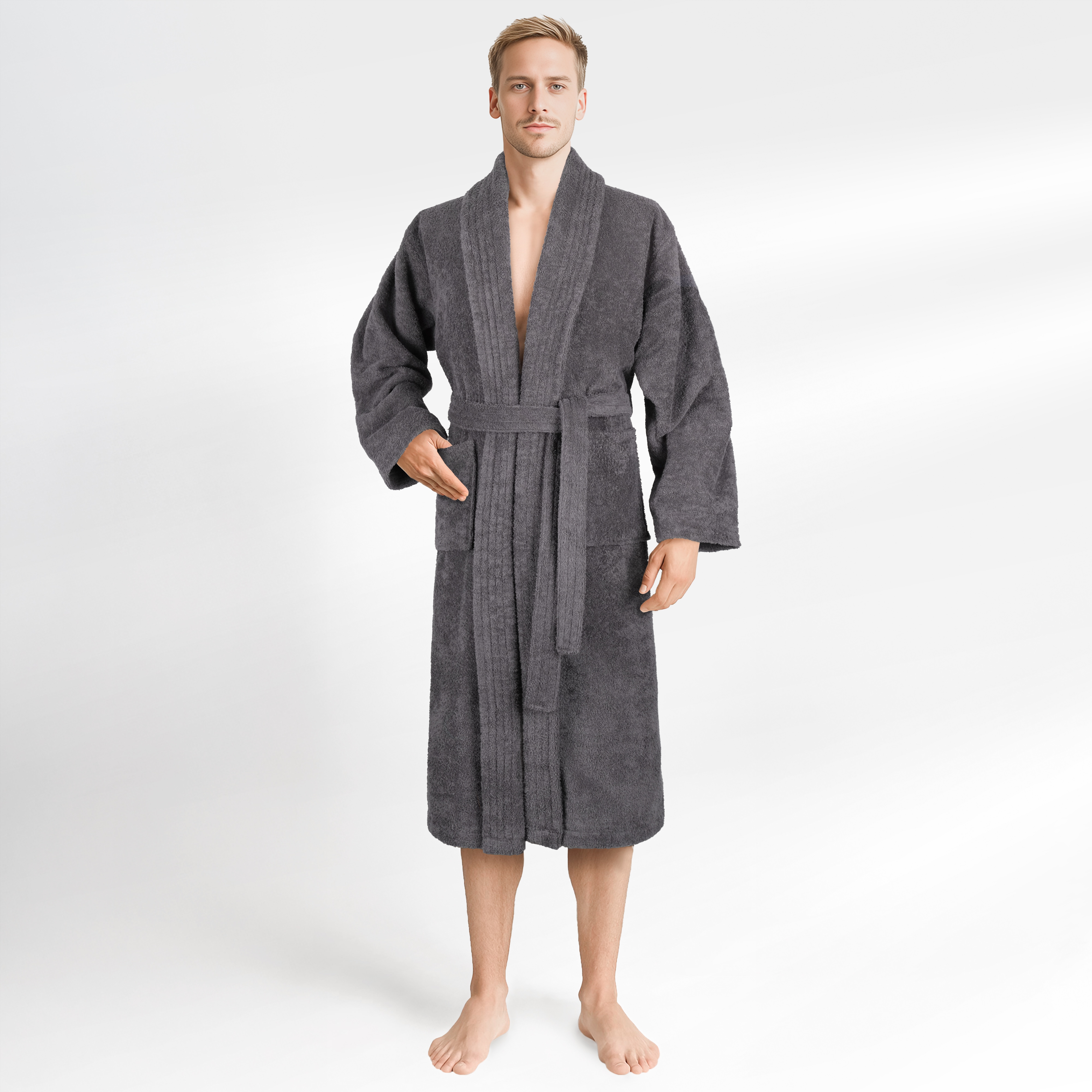 HAMMETEX Herrenbademantel "hergestellt aus 100% Baumwolle – 380 g/m² Frottee, mit Taschen" 1 Stk. saugfähig & Weich